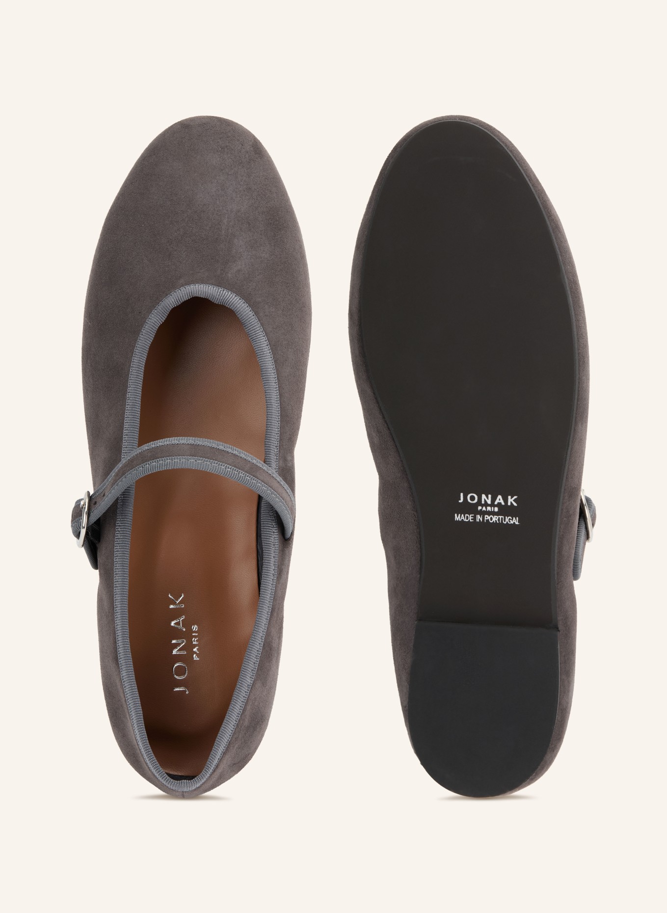 JONAK Mary-Jane-Ballerinas DEESSE: GRAU