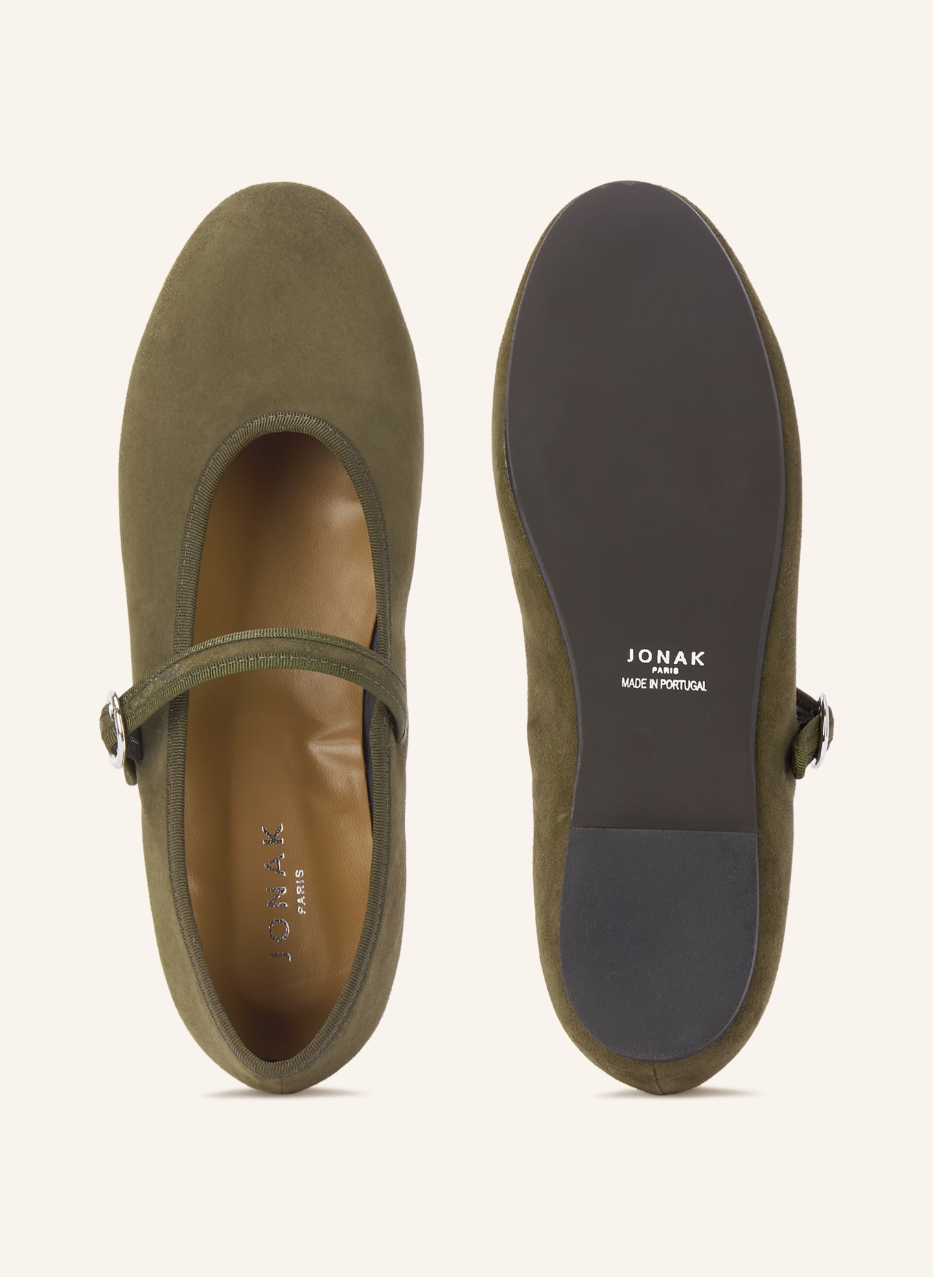 JONAK Mary-Jane-Ballerinas DEESSE: KHAKI