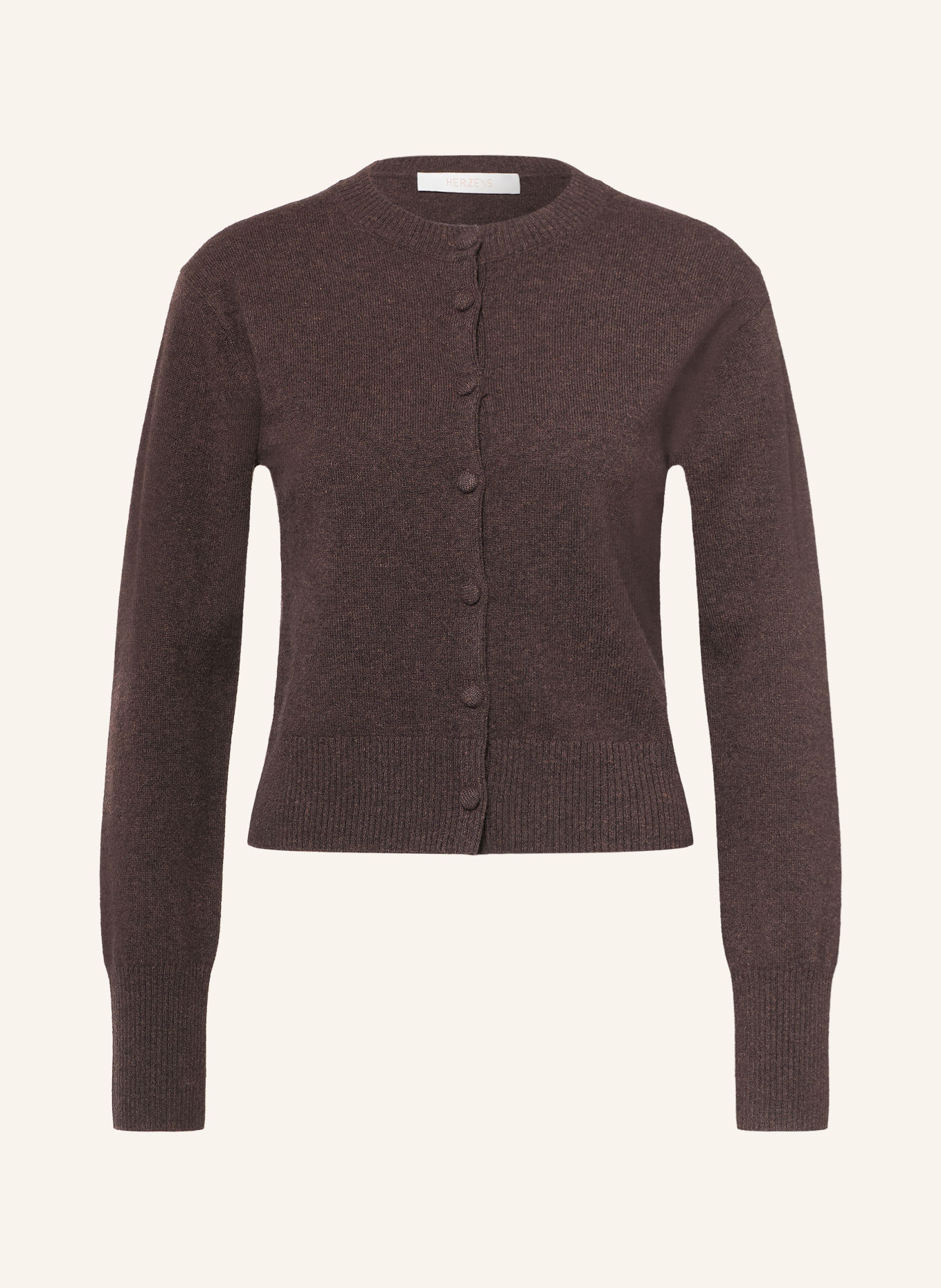 HERZENS KIRA Cashmere Cardigan: DARK BROWN