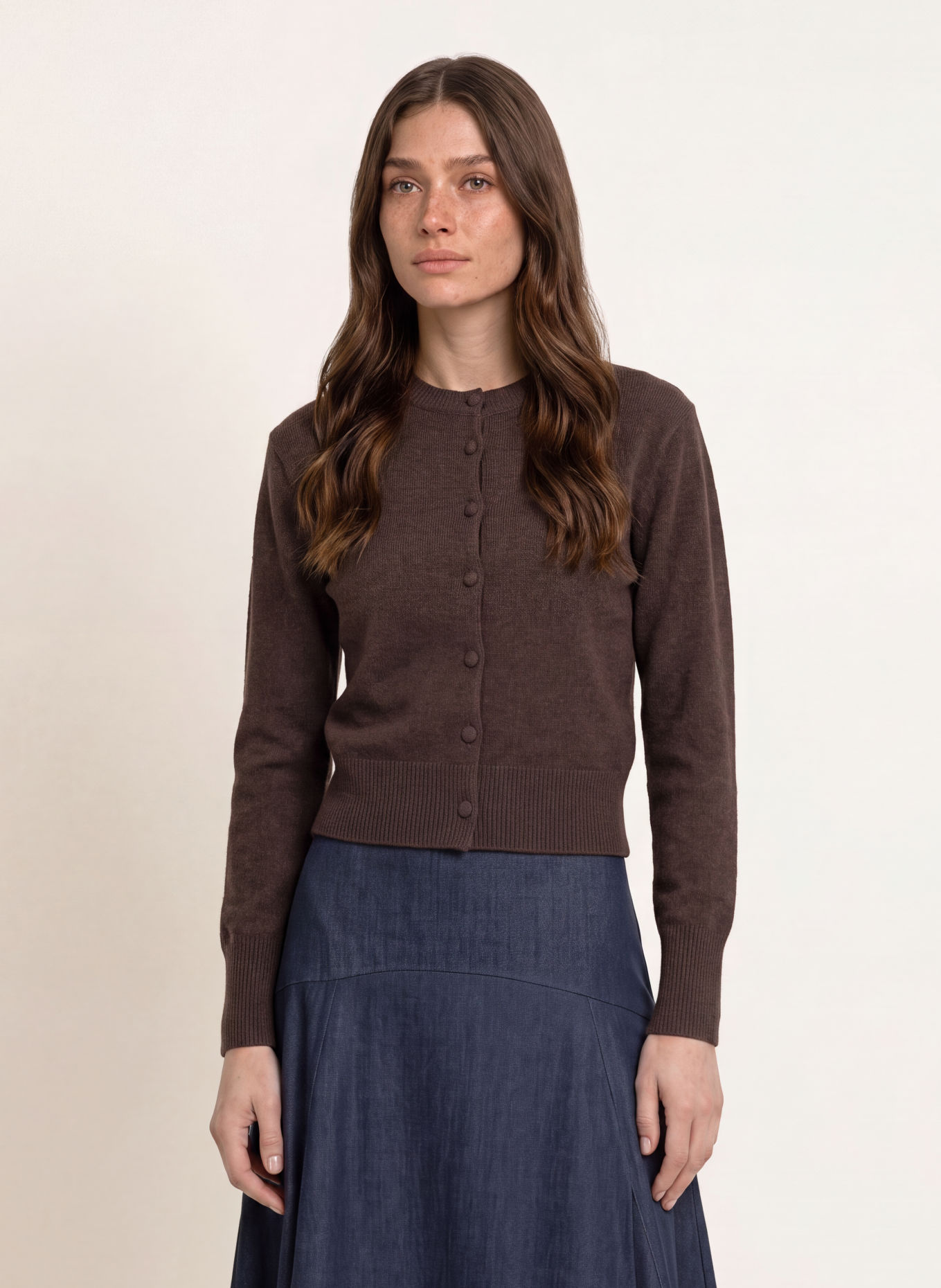 HERZENS KIRA Cashmere Cardigan: DARK BROWN