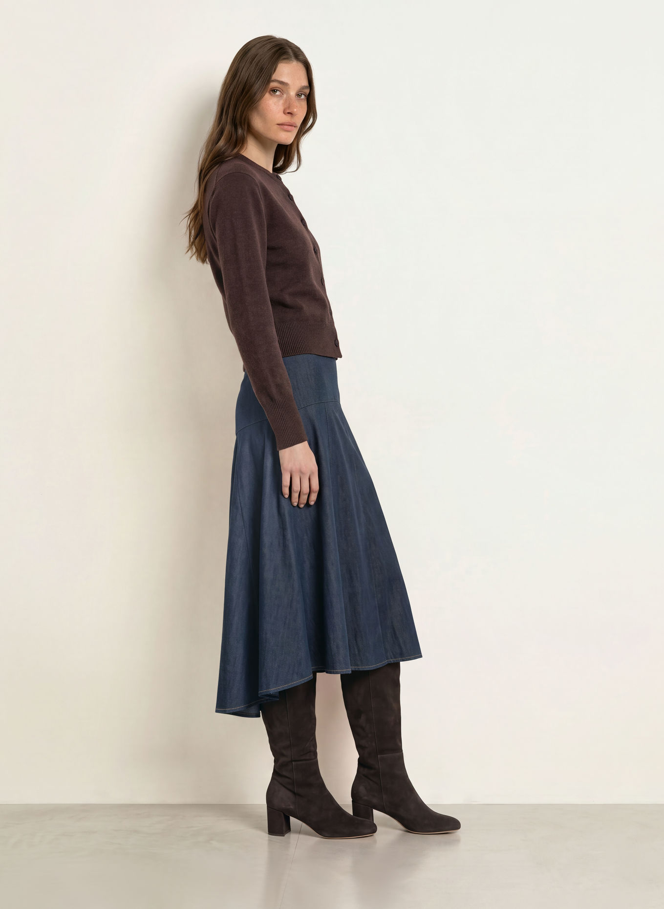 HERZENS KIRA Cashmere Cardigan: DARK BROWN
