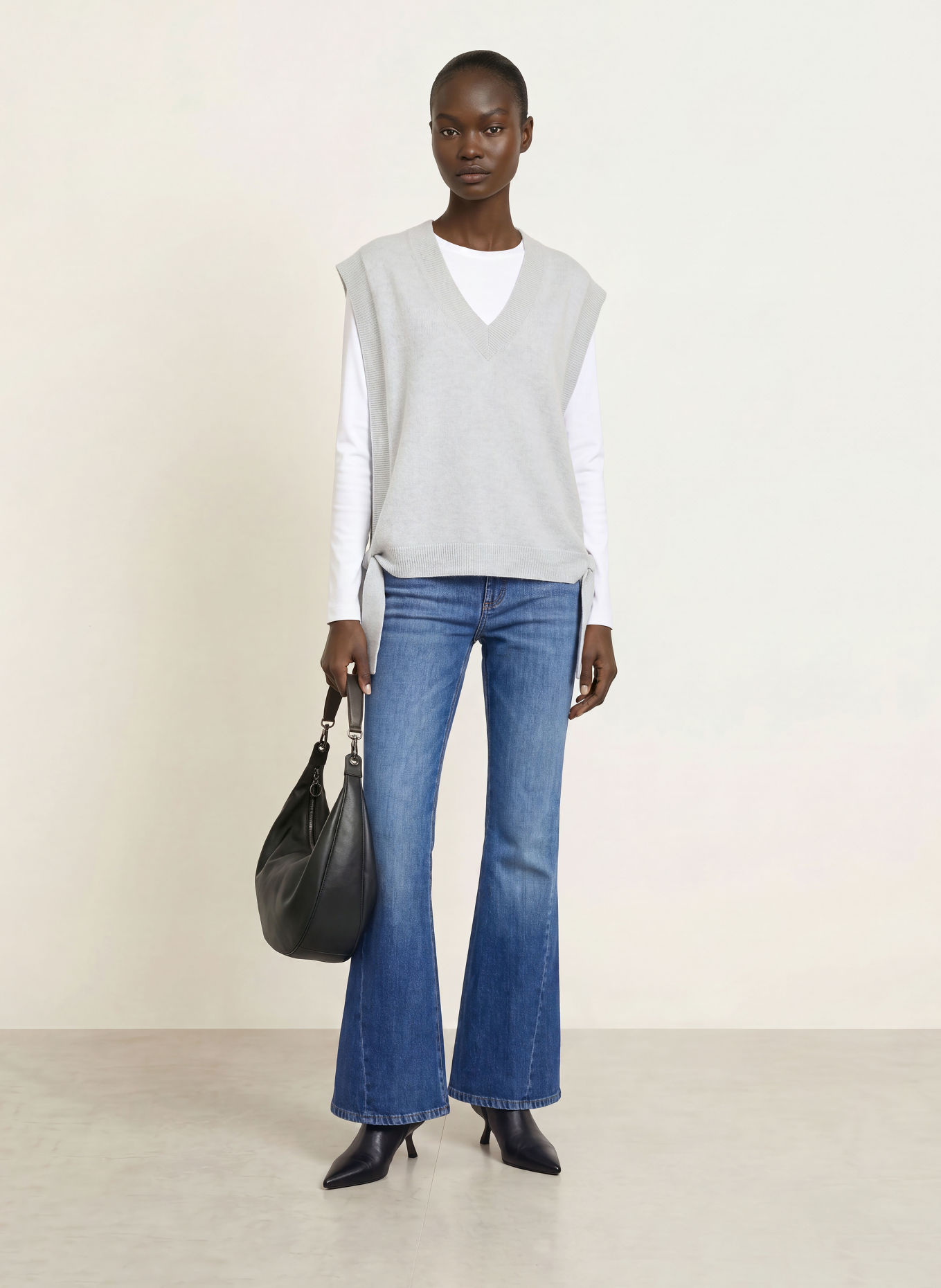 HERZENS Cashmere-Pullunder MARIA: HELLGRAU