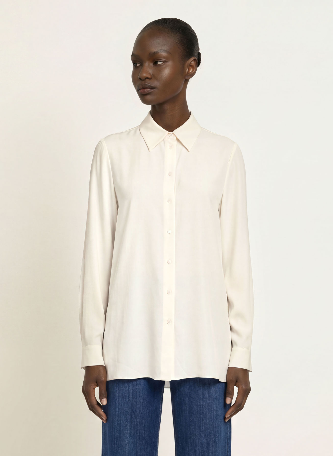HERZENS ELISA Shirt blouse with Silk: CREAM