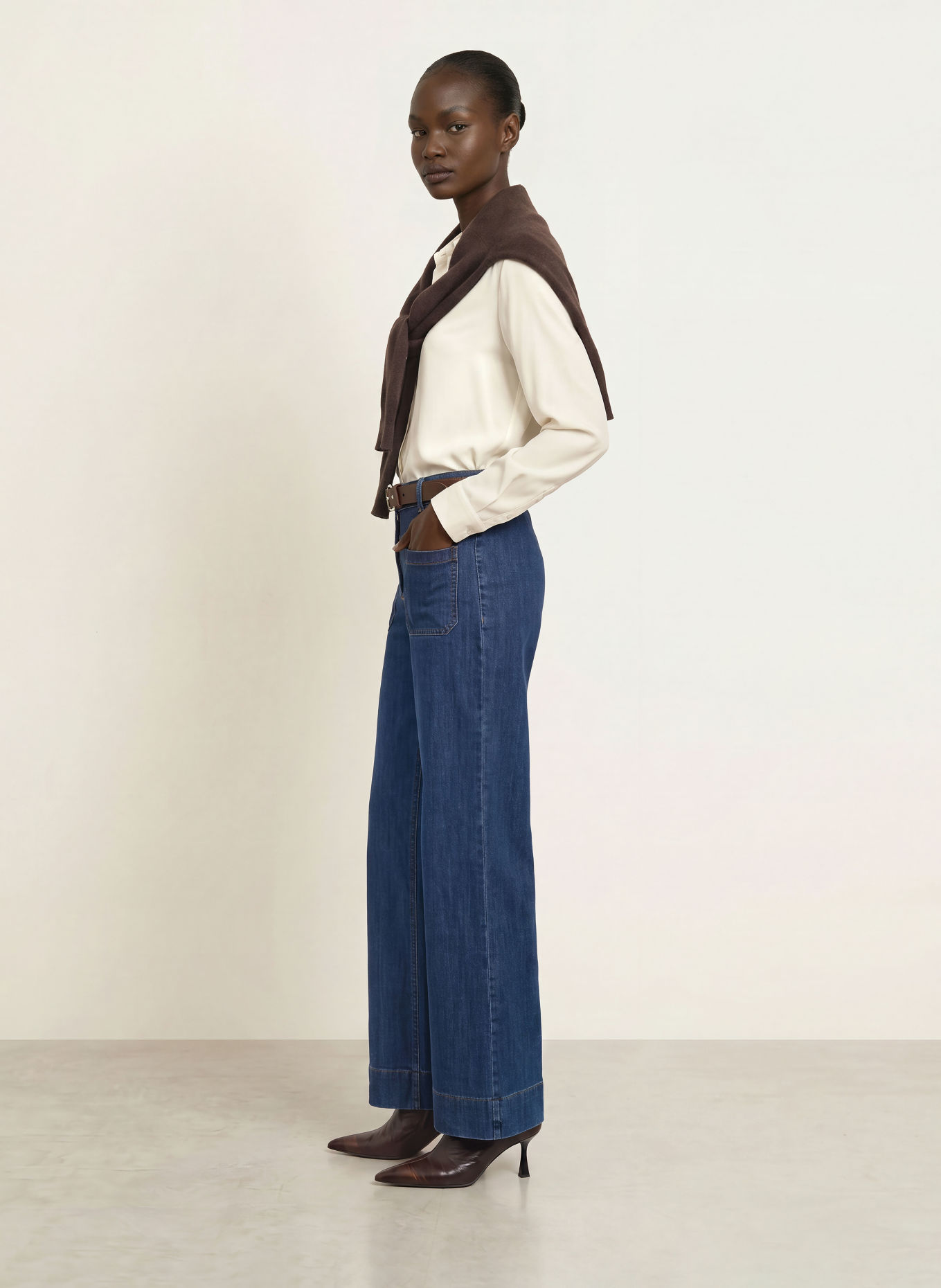 HERZENS ELISA Shirt blouse with Silk: CREAM