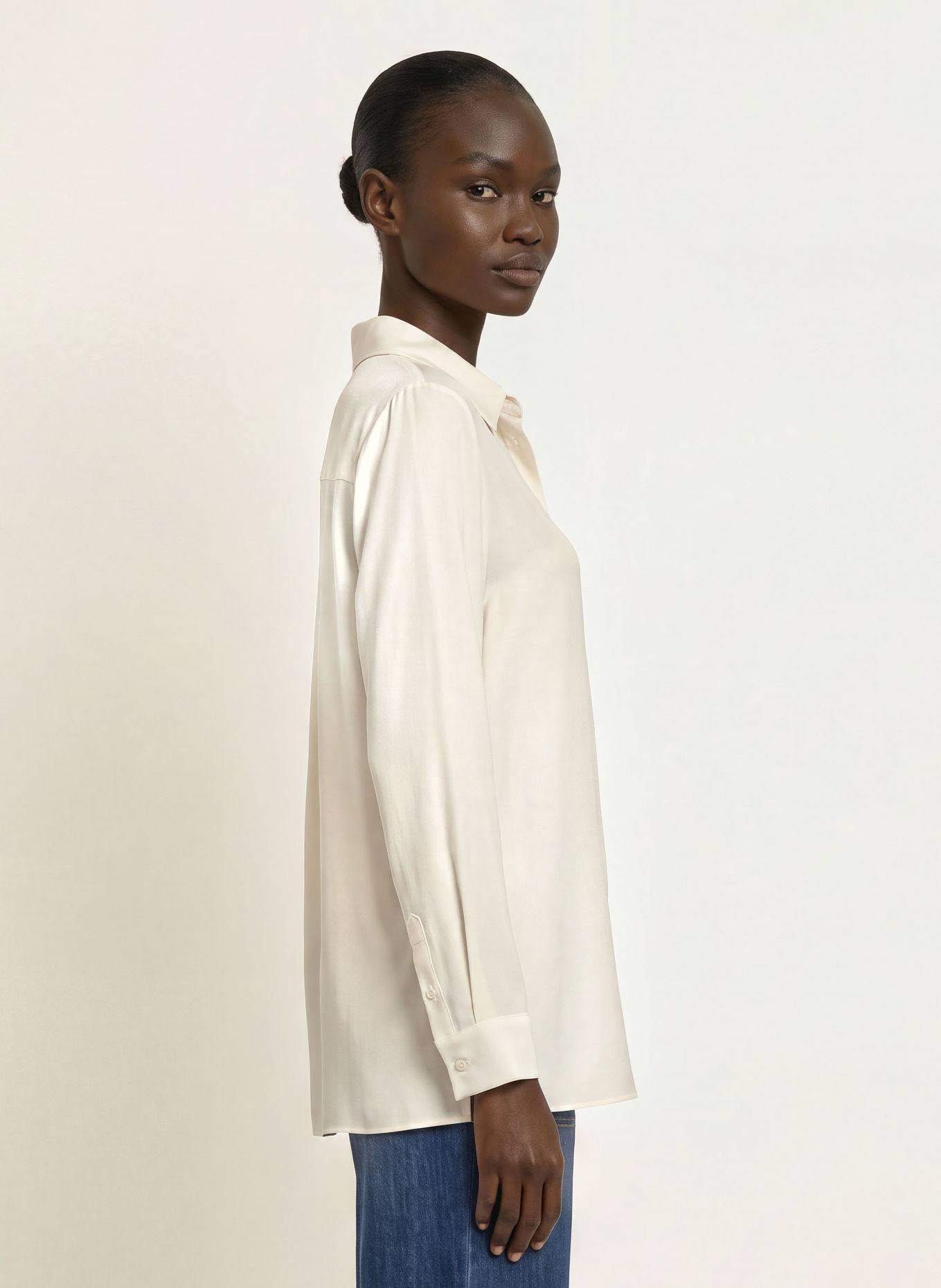 HERZENS ELISA Shirt blouse with Silk: CREAM