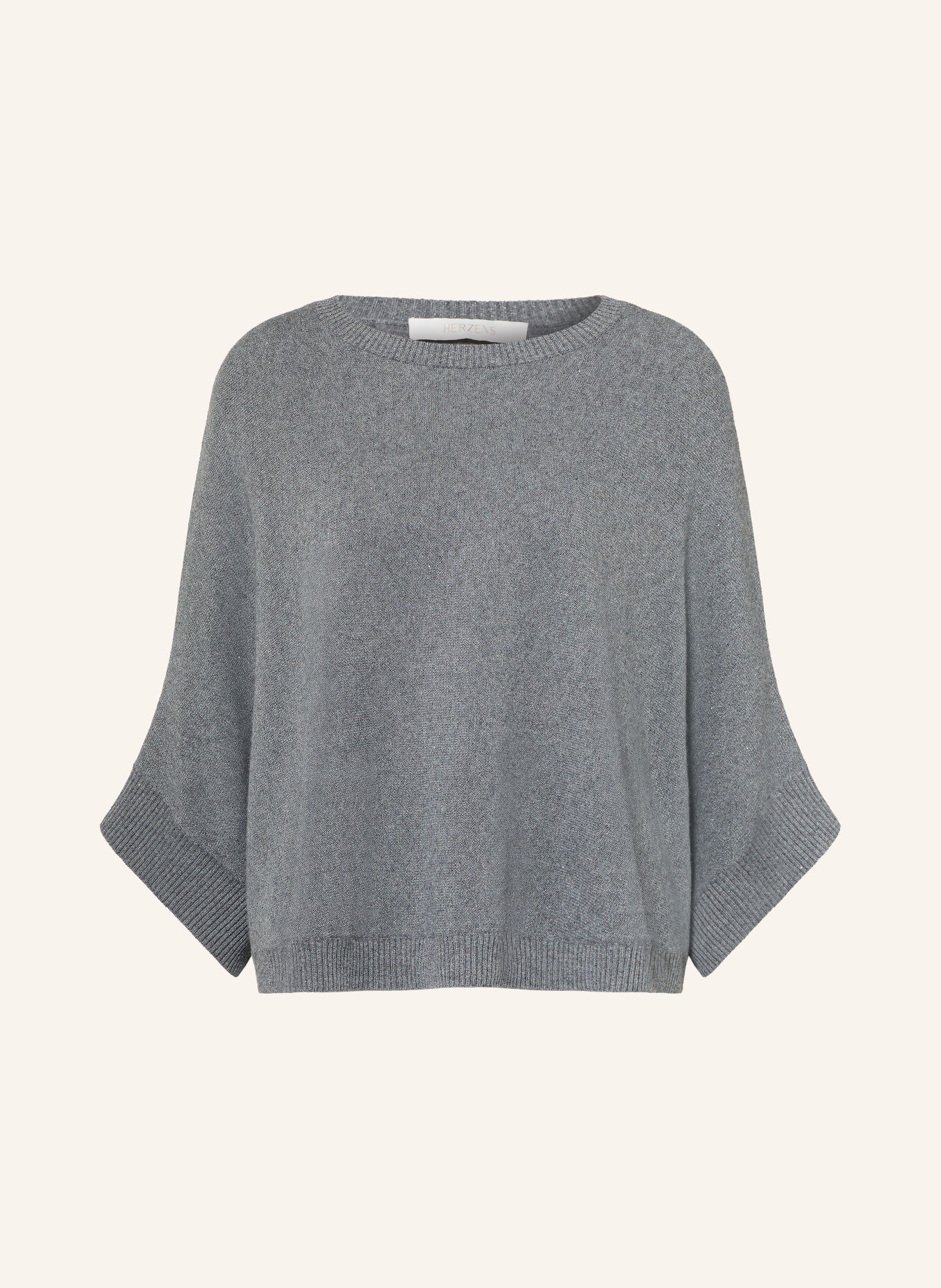 HERZENS Pullover MARGO mit 3/4-Arm und Cashmere: DUNKELGRAU
