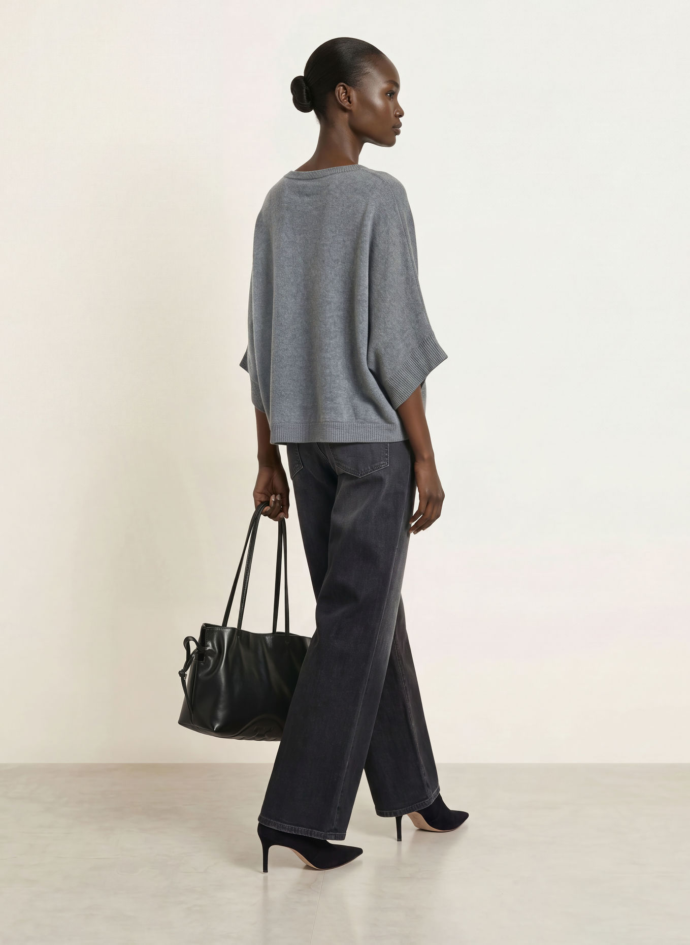 HERZENS Pullover MARGO mit 3/4-Arm und Cashmere: DUNKELGRAU