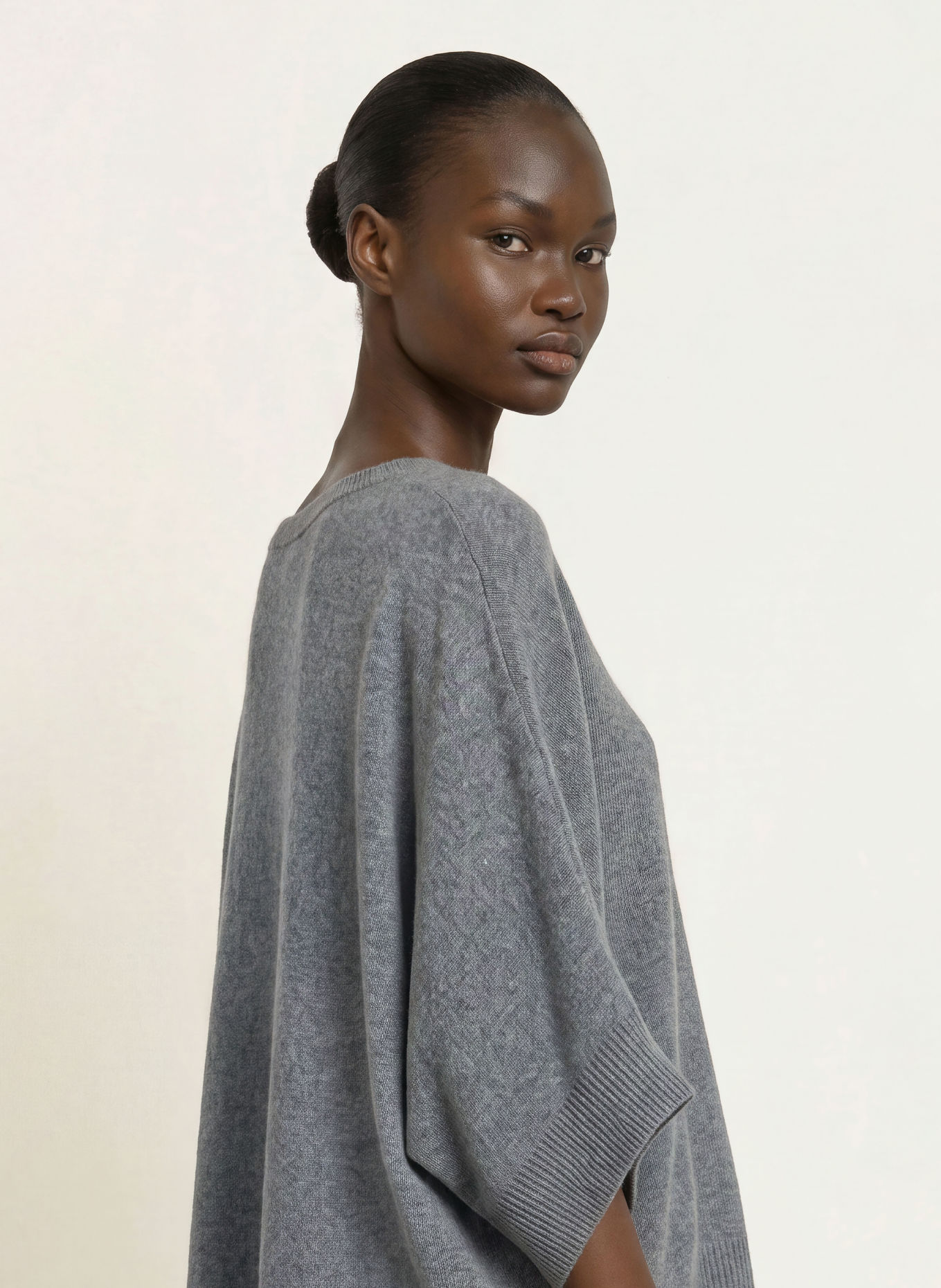 HERZENS Pullover MARGO mit 3/4-Arm und Cashmere: DUNKELGRAU