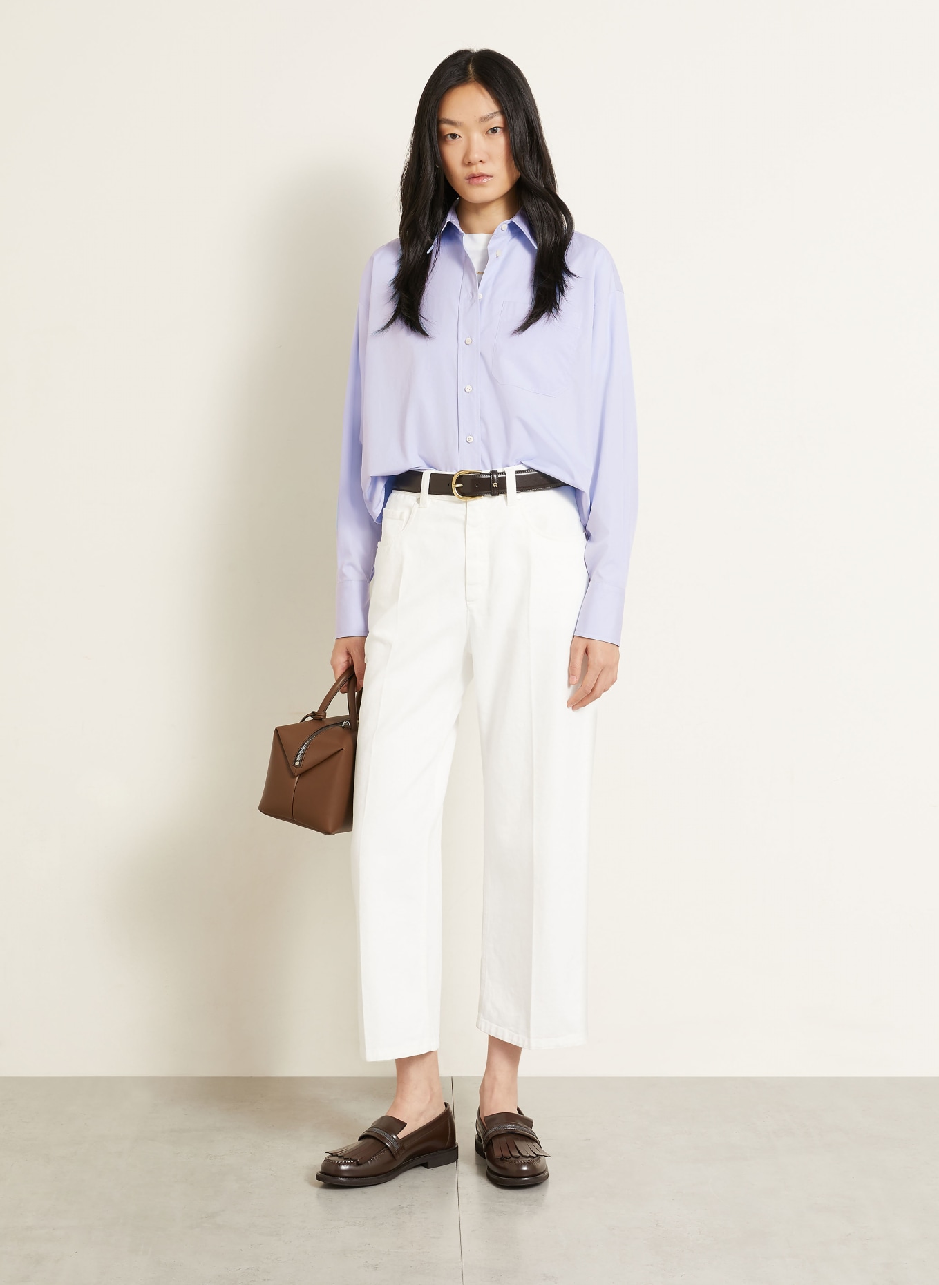 BRUNELLO CUCINELLI Shirt blouse with decorative stones: LIGHT BLUE
