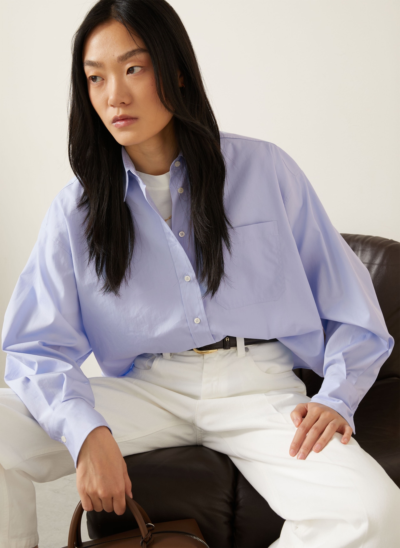 BRUNELLO CUCINELLI Shirt blouse with decorative stones: LIGHT BLUE
