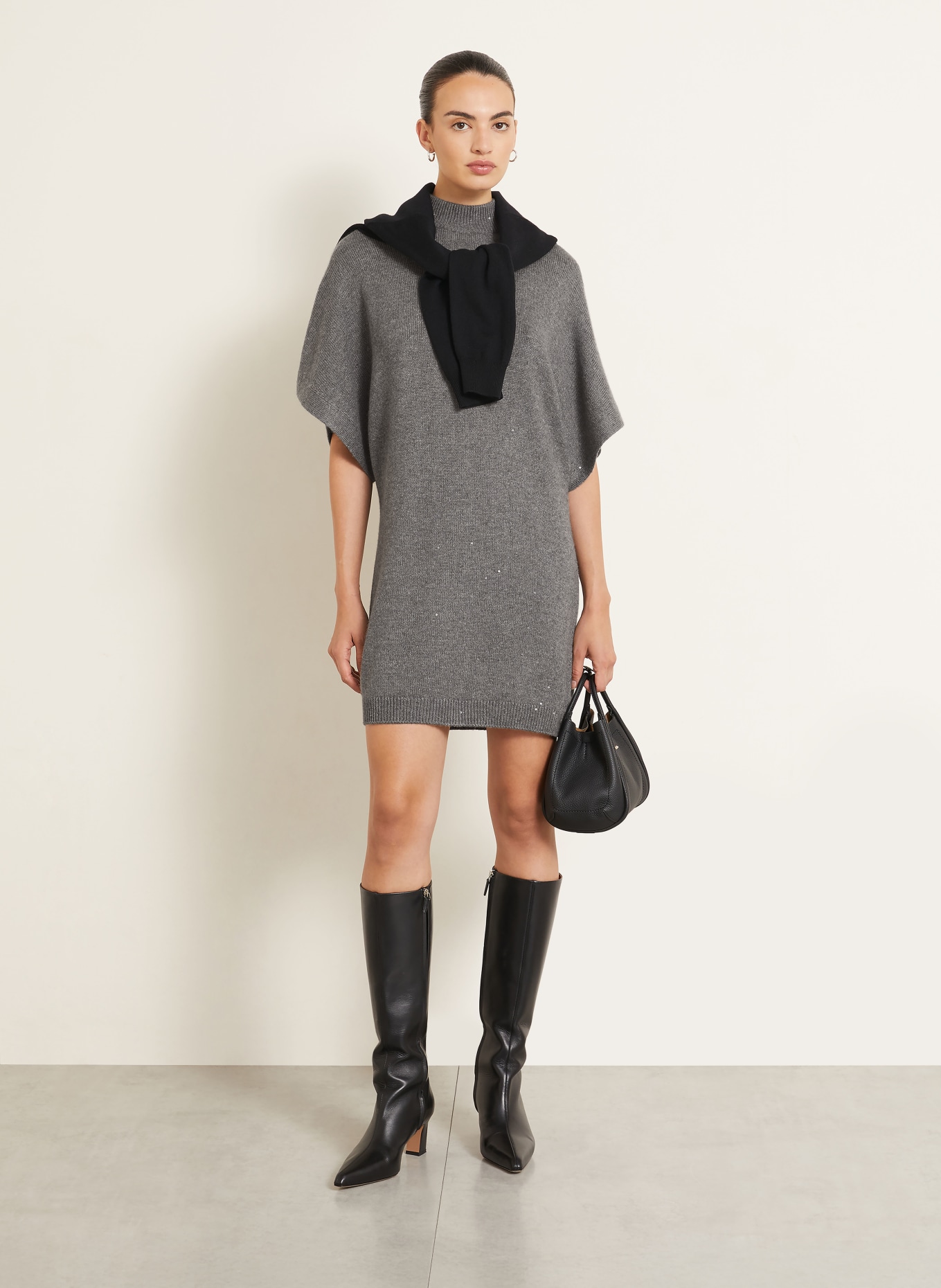 BRUNELLO CUCINELLI Knit dress with sequins: GRAY
