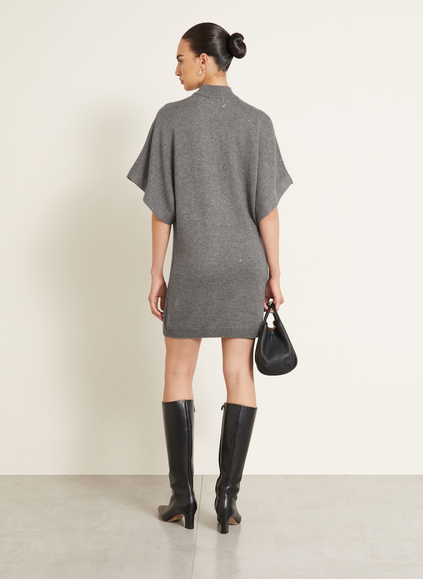 BRUNELLO CUCINELLI Knit dress with sequins: GRAY