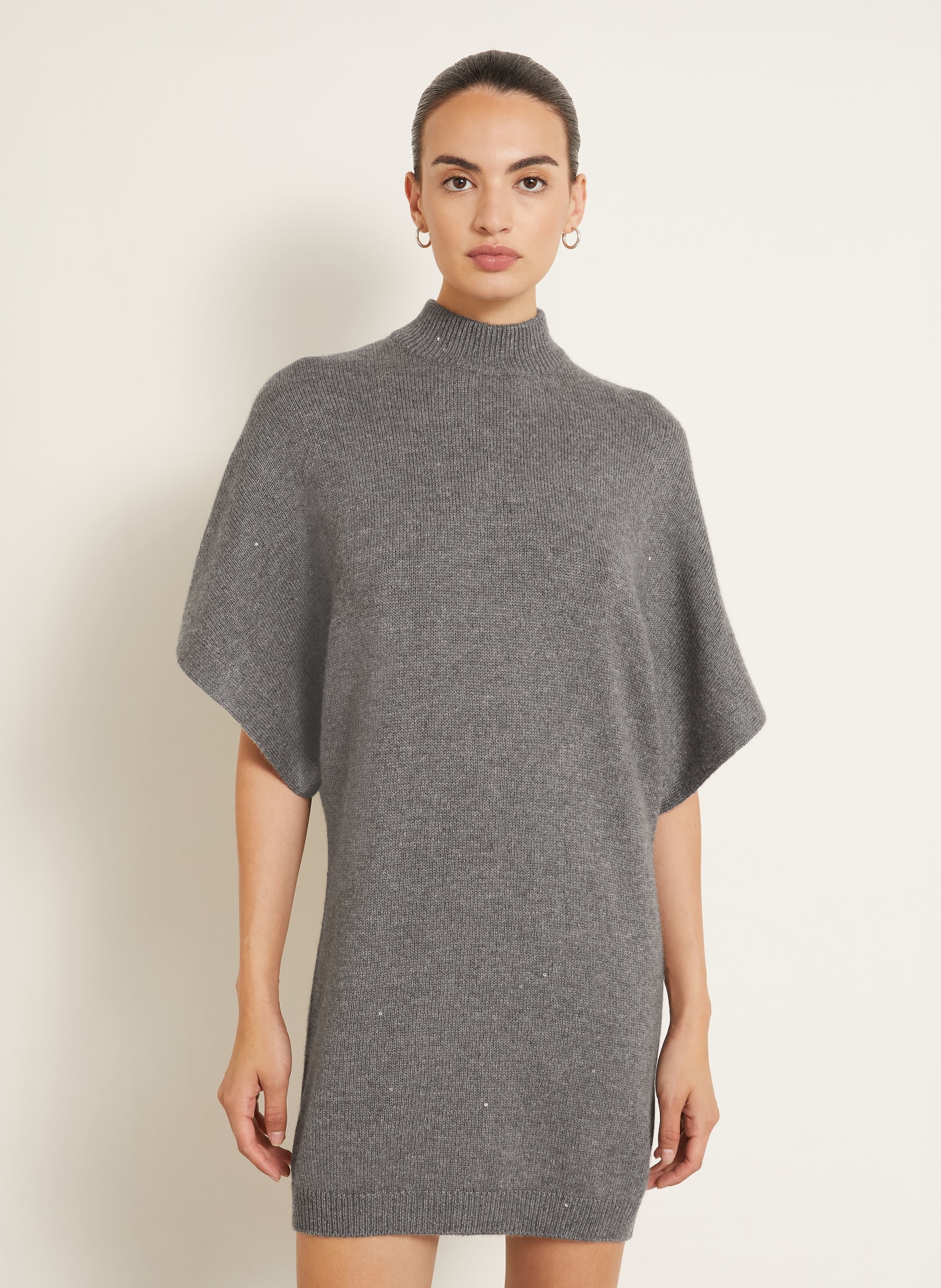 BRUNELLO CUCINELLI Knit dress with sequins: GRAY
