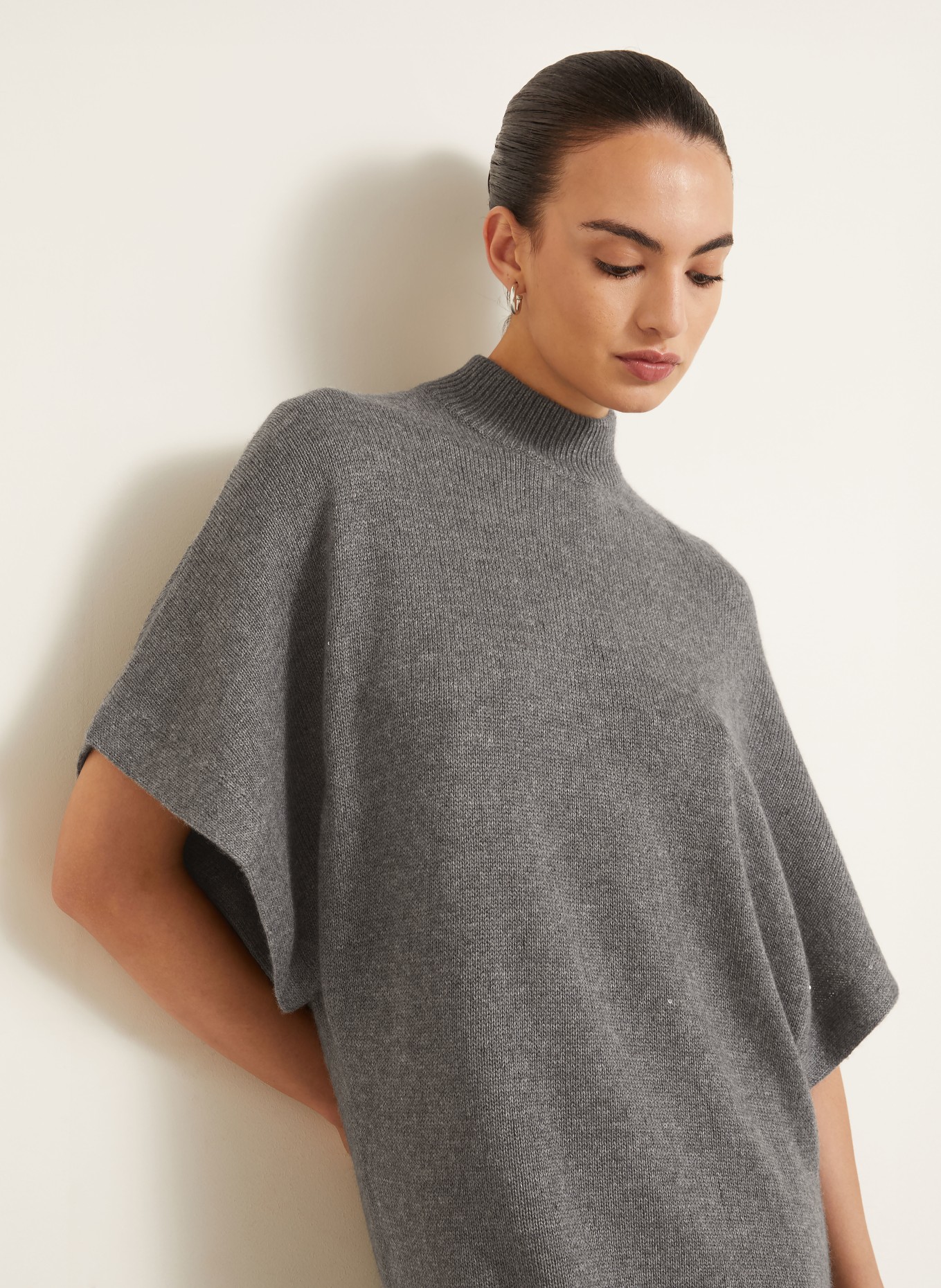 BRUNELLO CUCINELLI Knit dress with sequins: GRAY