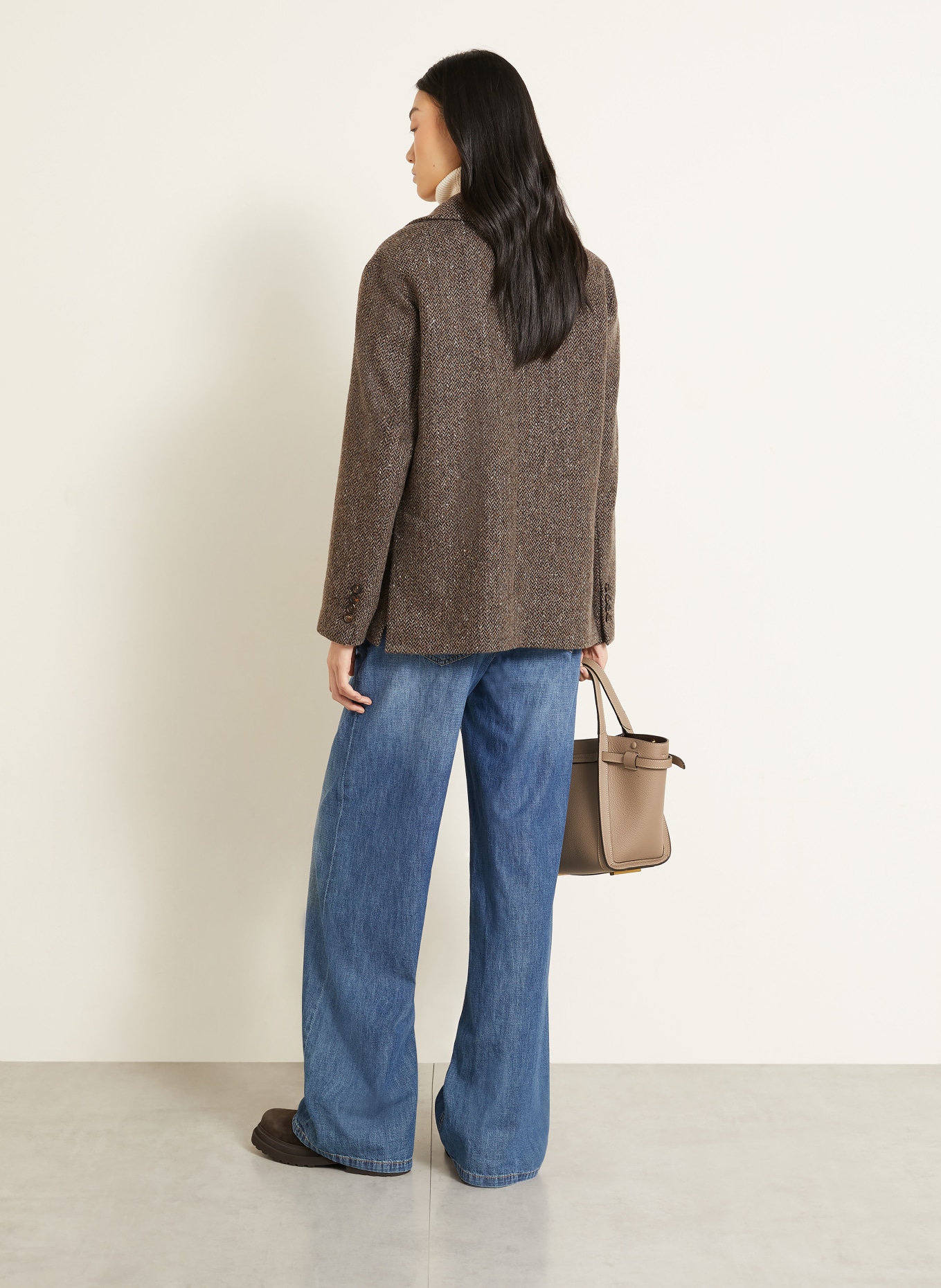 BRUNELLO CUCINELLI Blazer avec fil pailleté et paillettes: MARRON FONCÉ / NOIR