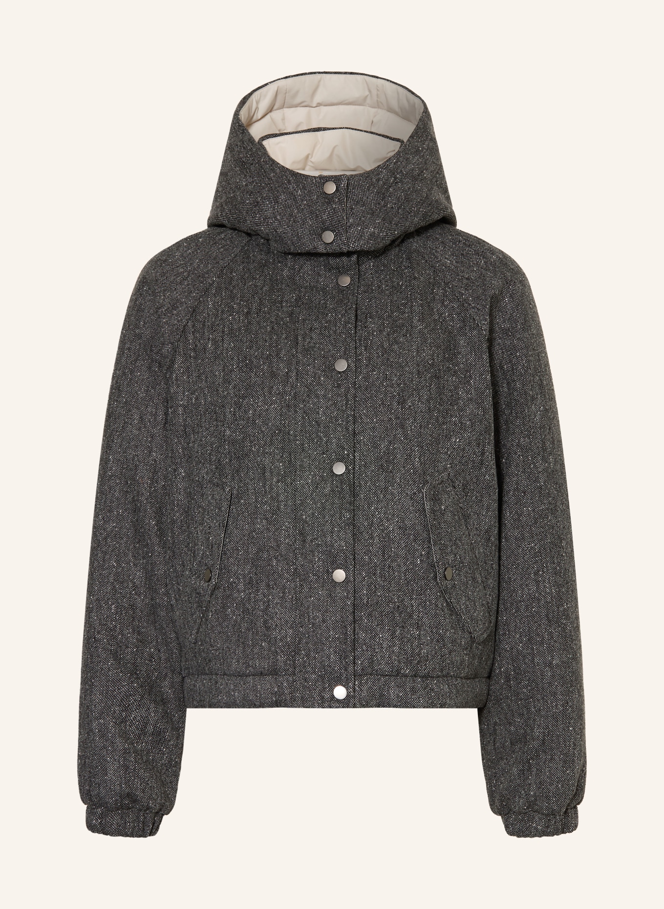 BRUNELLO CUCINELLI Down jacket with removable hood: DARK GRAY