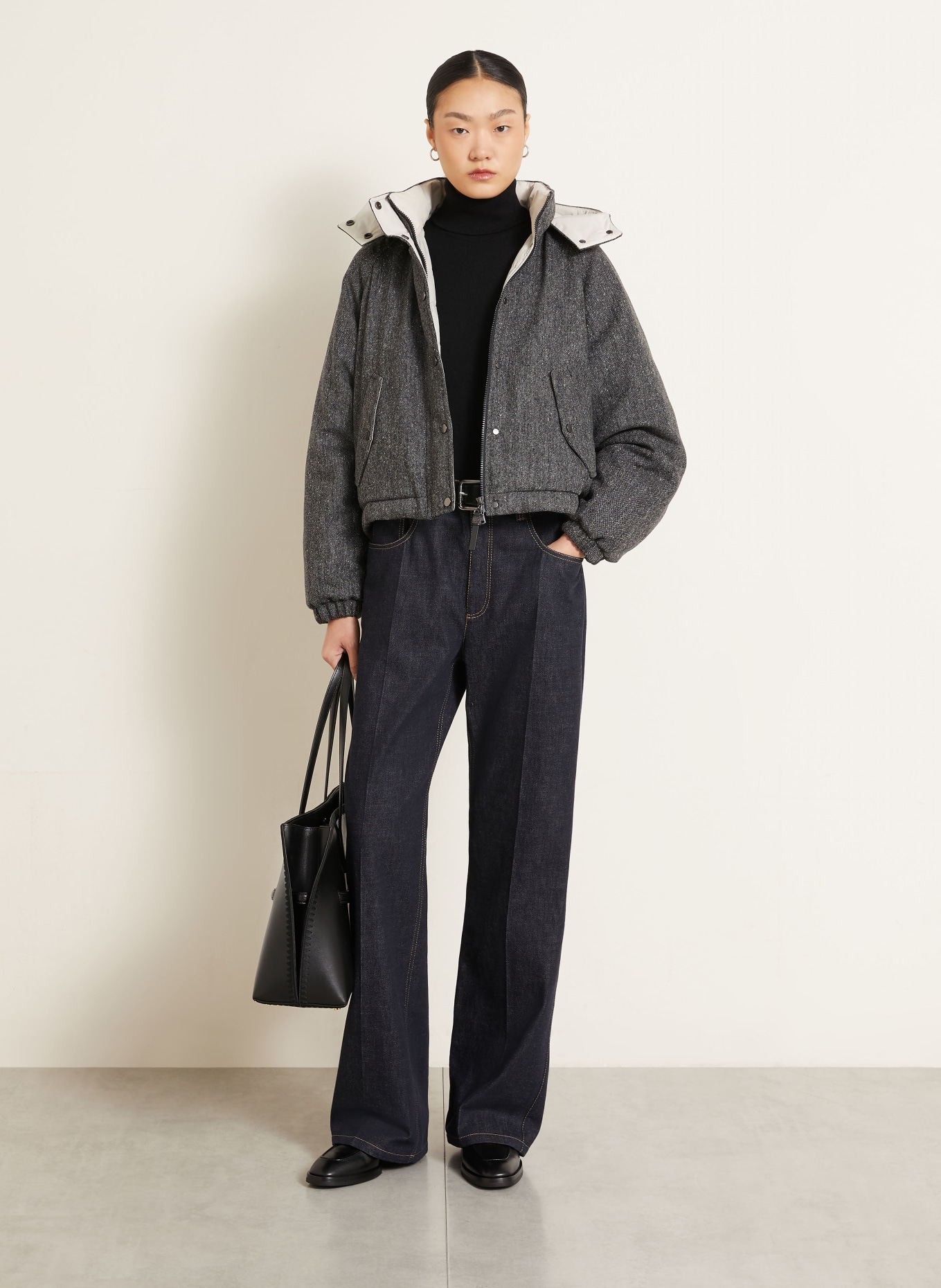 BRUNELLO CUCINELLI Down jacket with removable hood: DARK GRAY