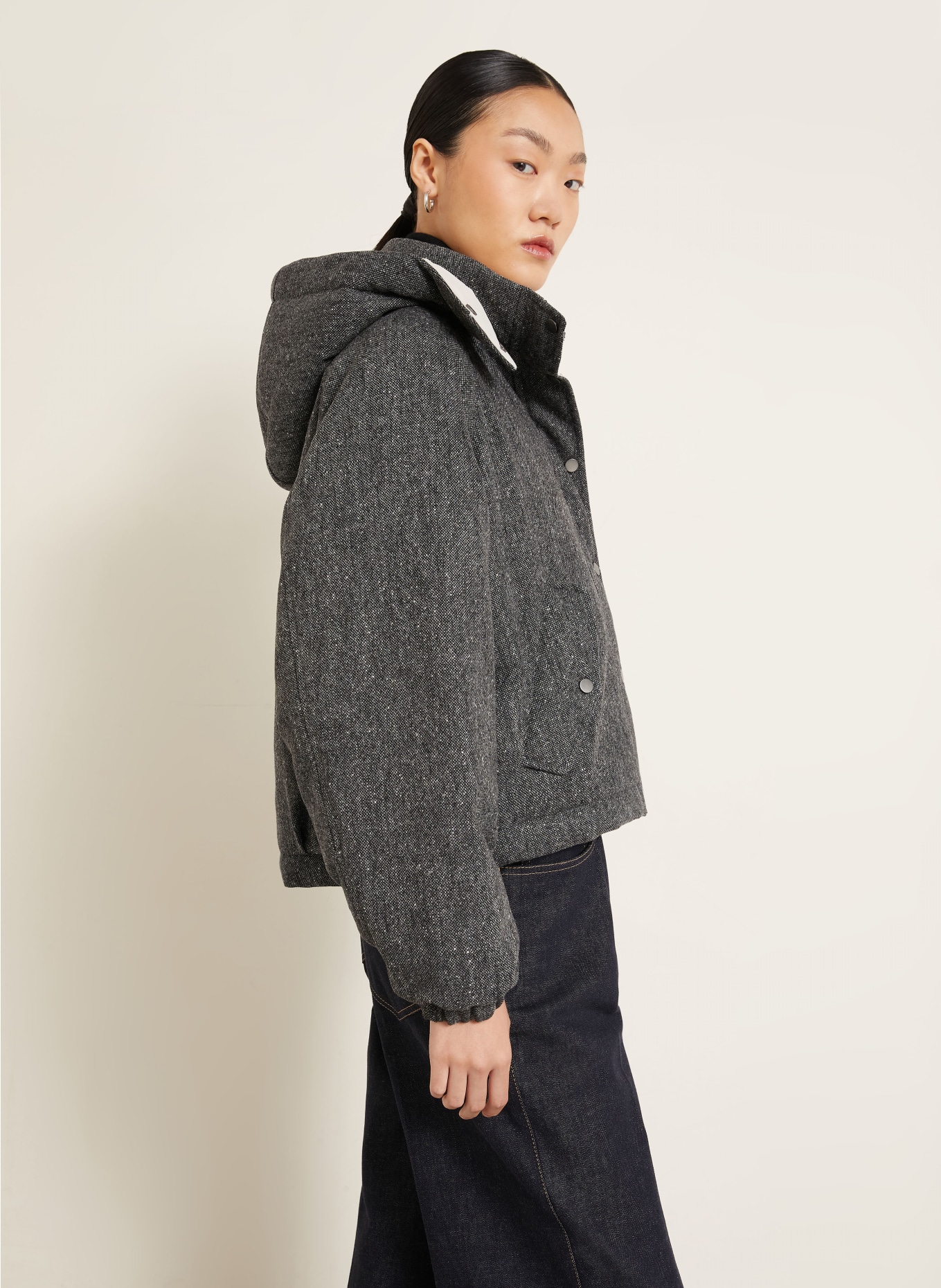 BRUNELLO CUCINELLI Down jacket with removable hood: DARK GRAY