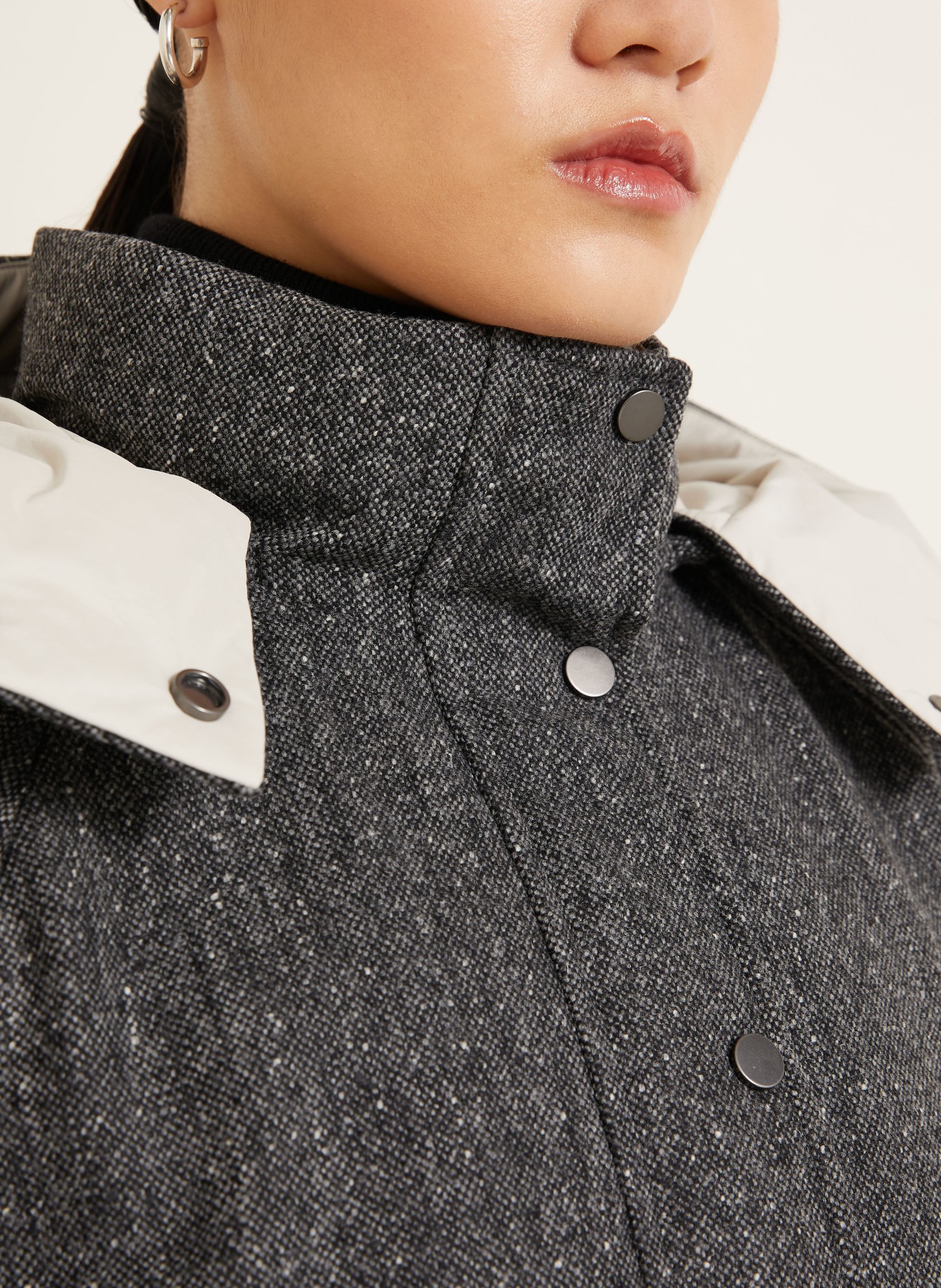 BRUNELLO CUCINELLI Down jacket with removable hood: DARK GRAY