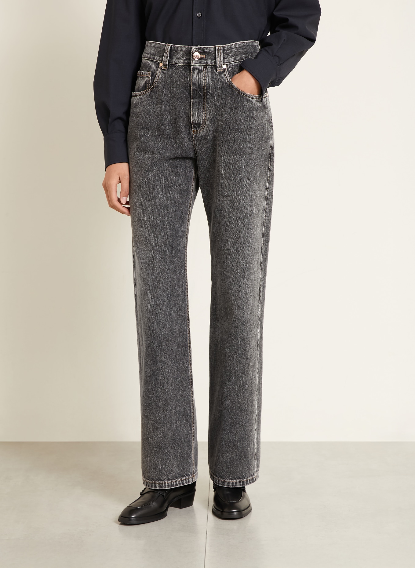 BRUNELLO CUCINELLI Blugi drepți: C9827 GREY DENIM