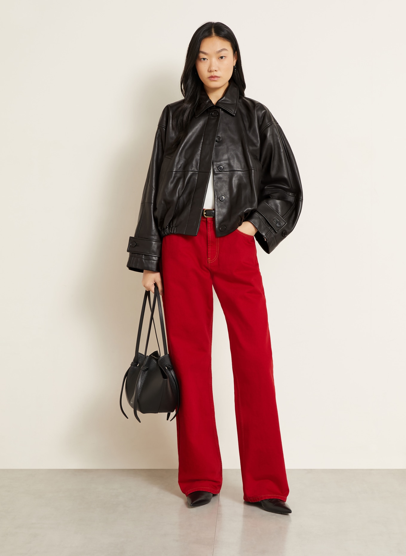 RÓHE Blouson en cuir: NOIR