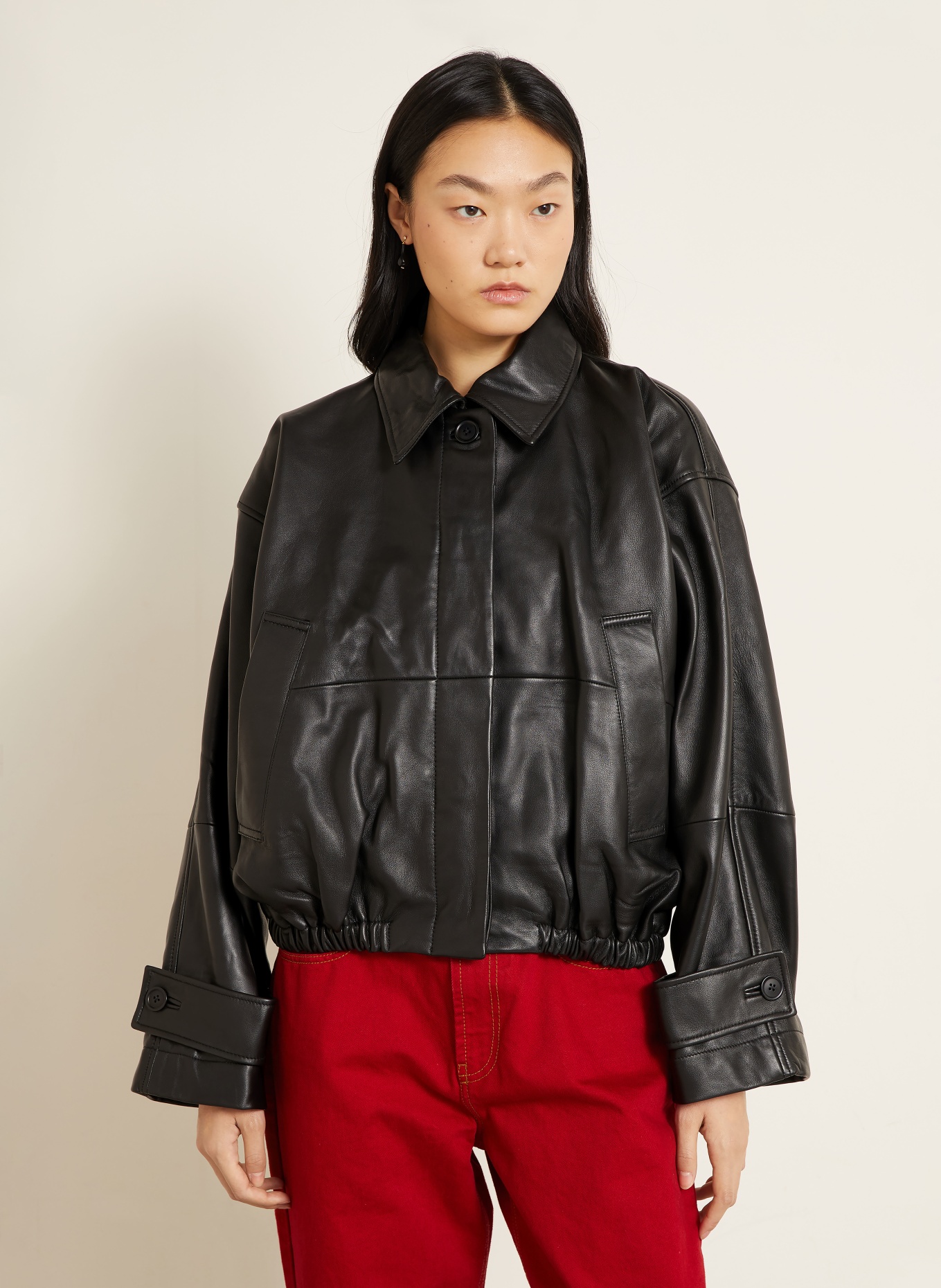 RÓHE Blouson en cuir: NOIR
