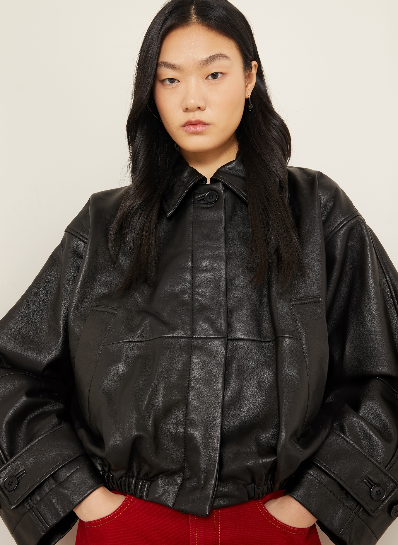 RÓHE Blouson en cuir: NOIR