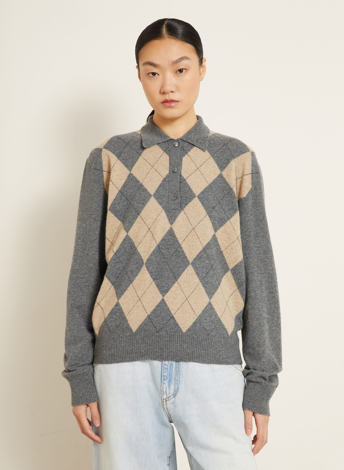 RÓHE Pull: GRIS / BEIGE / GRIS FONCÉ