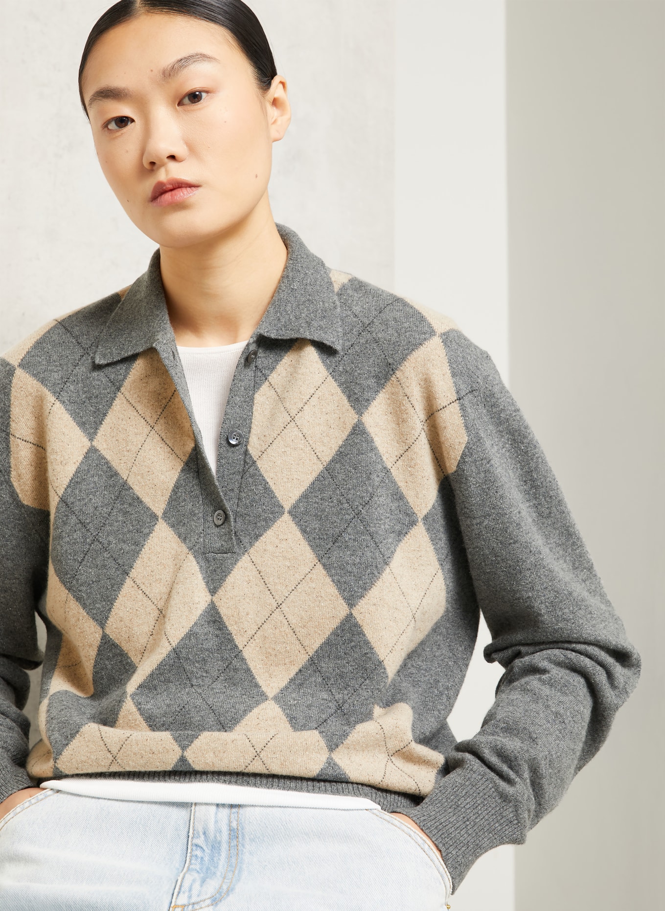 RÓHE Pull: GRIS / BEIGE / GRIS FONCÉ