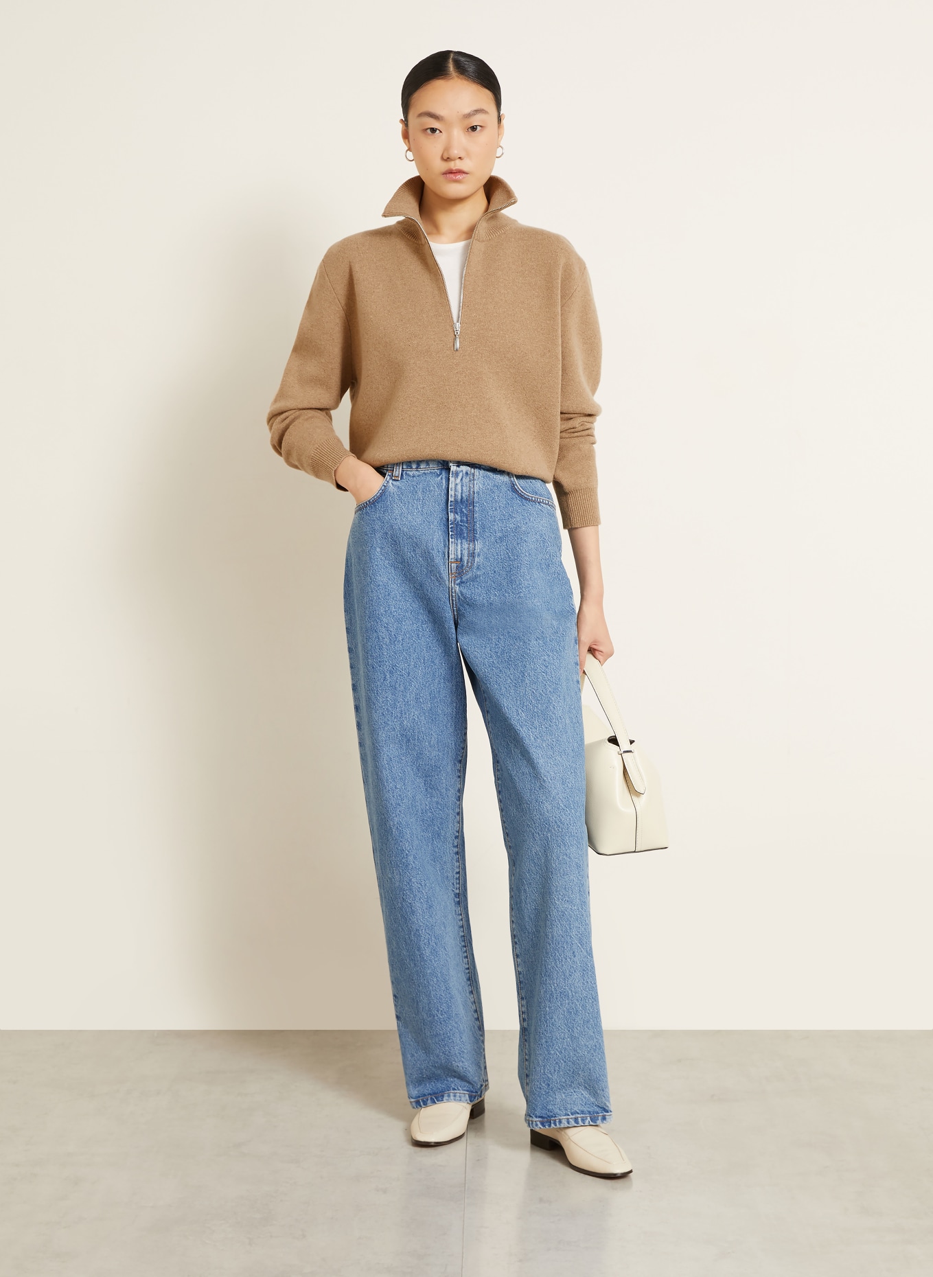 RÓHE Pull col zippé: BEIGE