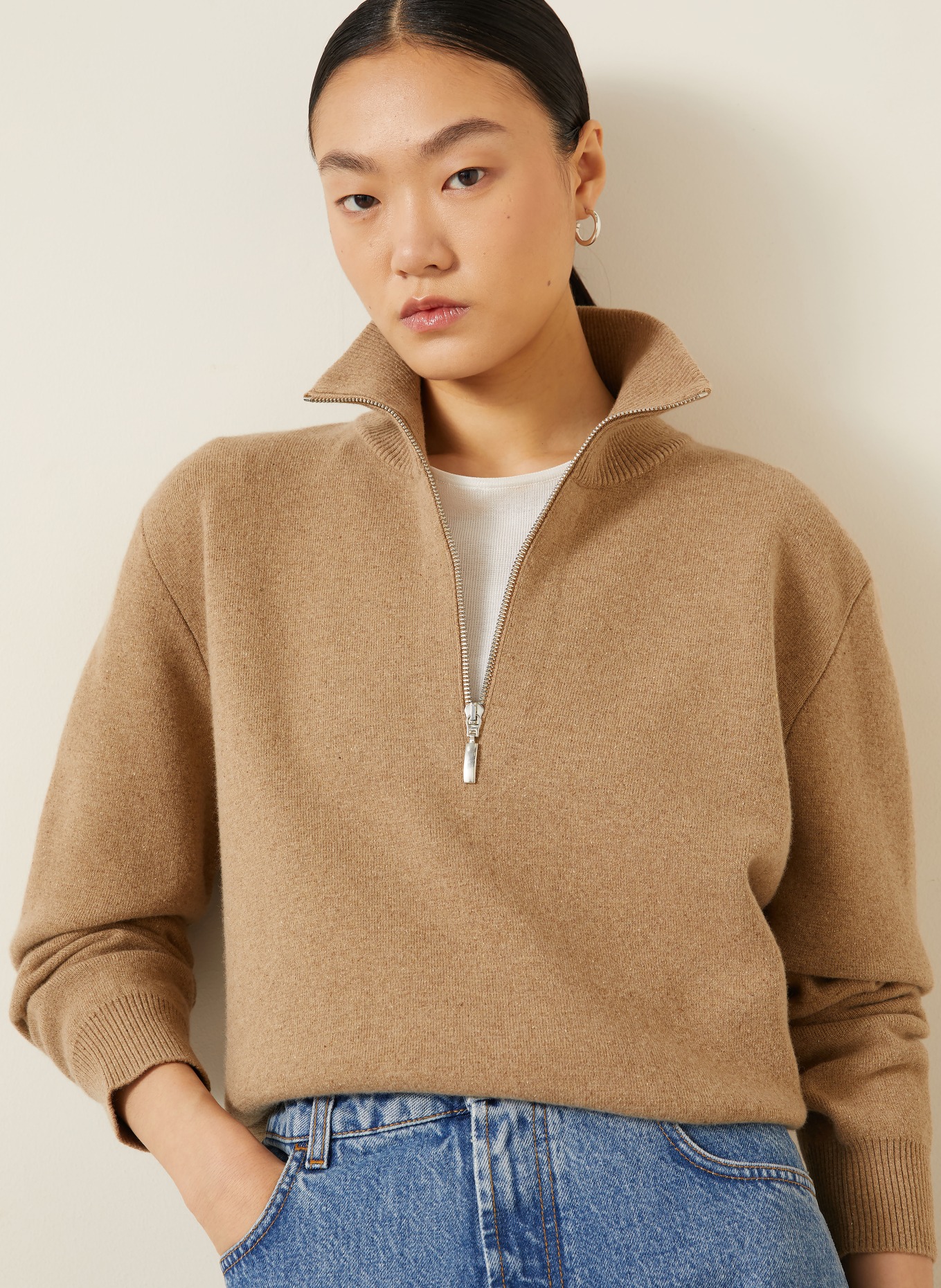 RÓHE Pull col zippé: BEIGE
