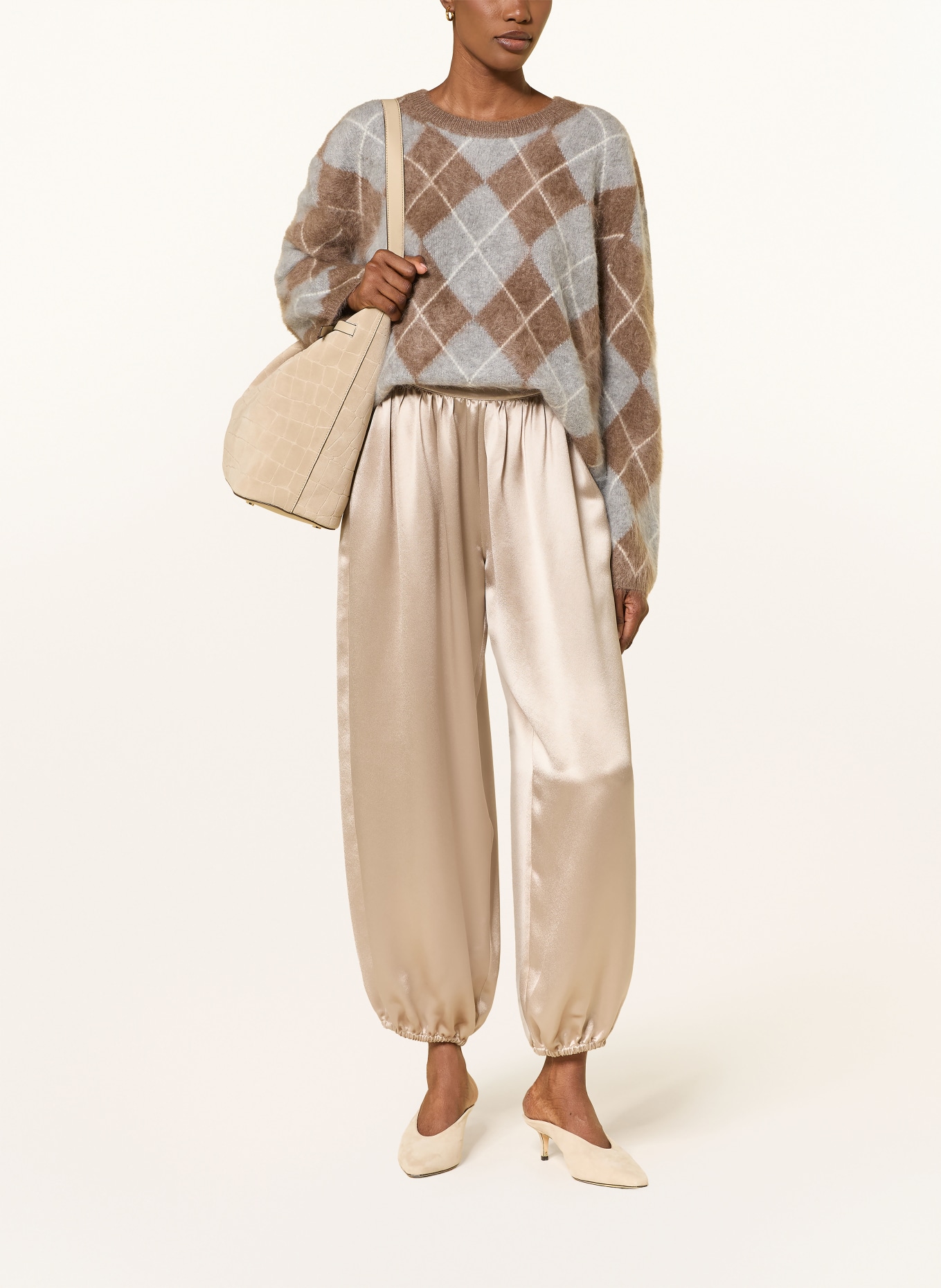 (THE MERCER) N.Y. Satijnen broek: BEIGE