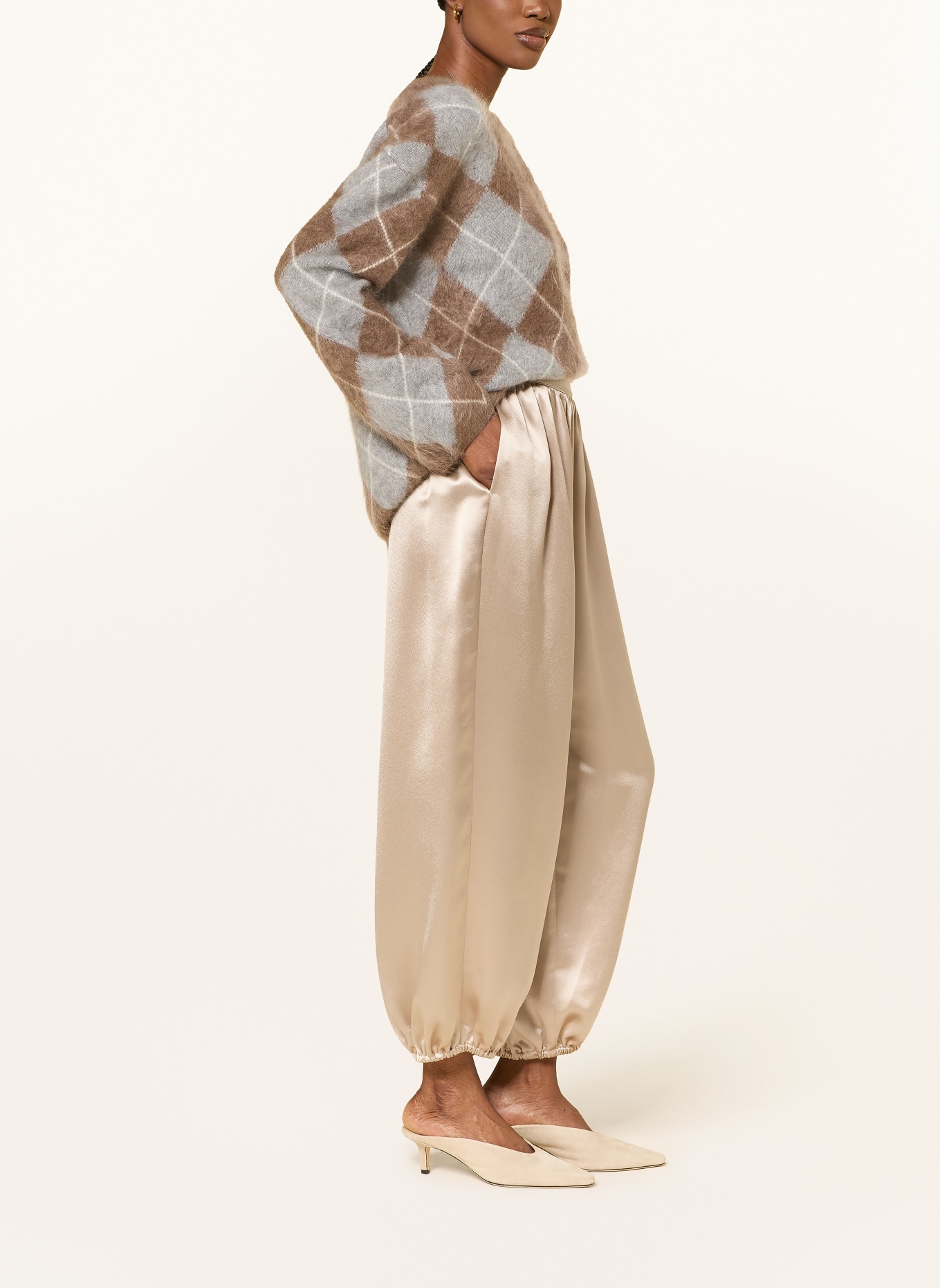(THE MERCER) N.Y. Satijnen broek: BEIGE