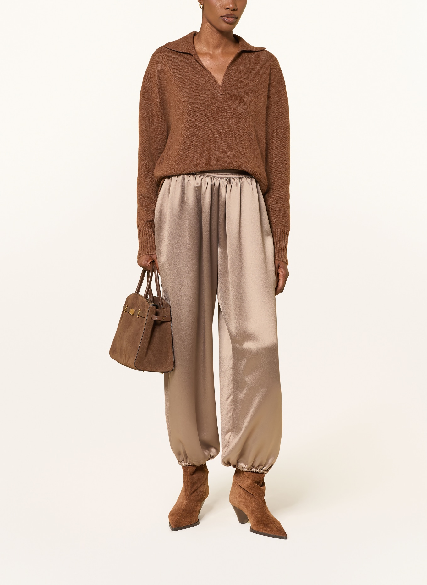 (THE MERCER) N.Y. Satijnen broek: TAUPE