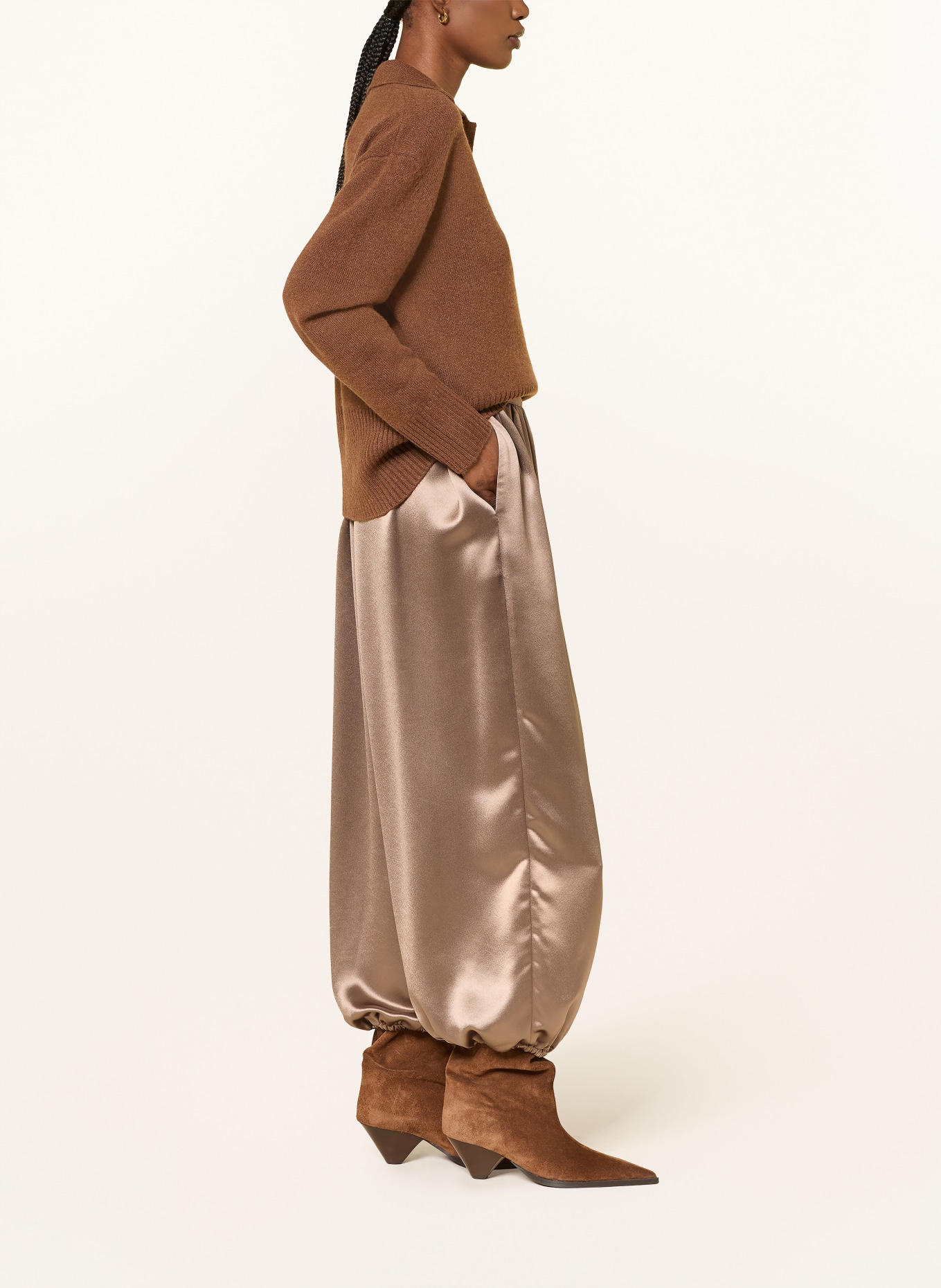 (THE MERCER) N.Y. Satijnen broek: TAUPE