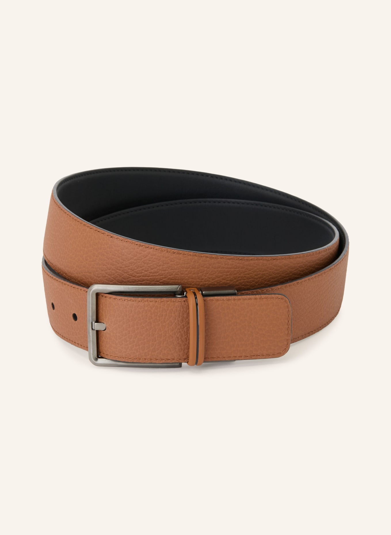 ZEGNA Ledergürtel zum Wenden: DUNKELBRAUN / SILBER / COGNAC