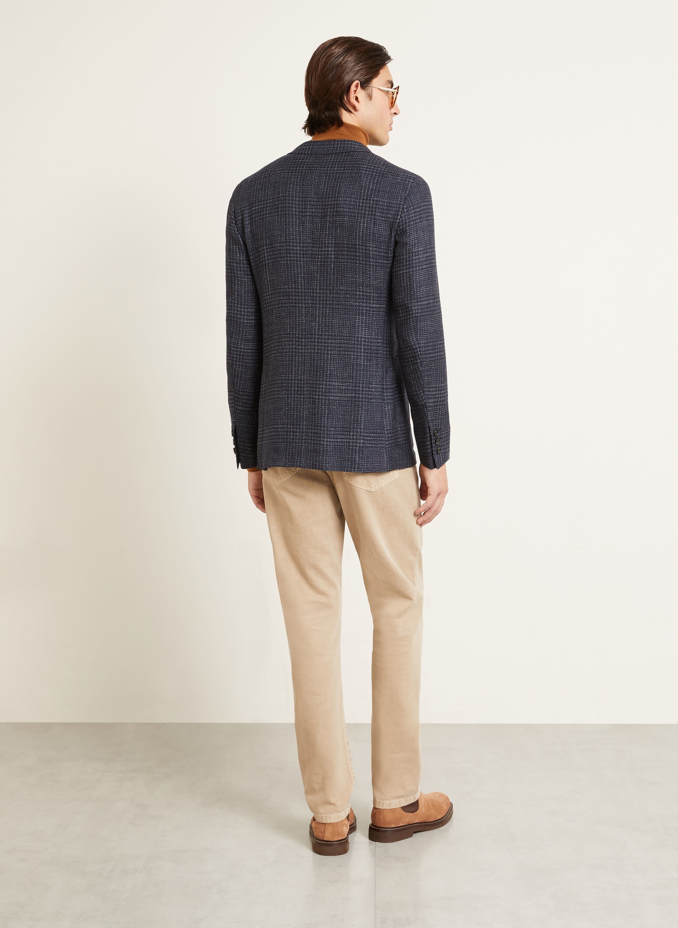 ZEGNA Sakko LAGO Extra Slim Fit mit Cashmere: DUNKELBLAU / GRAU / WEISS