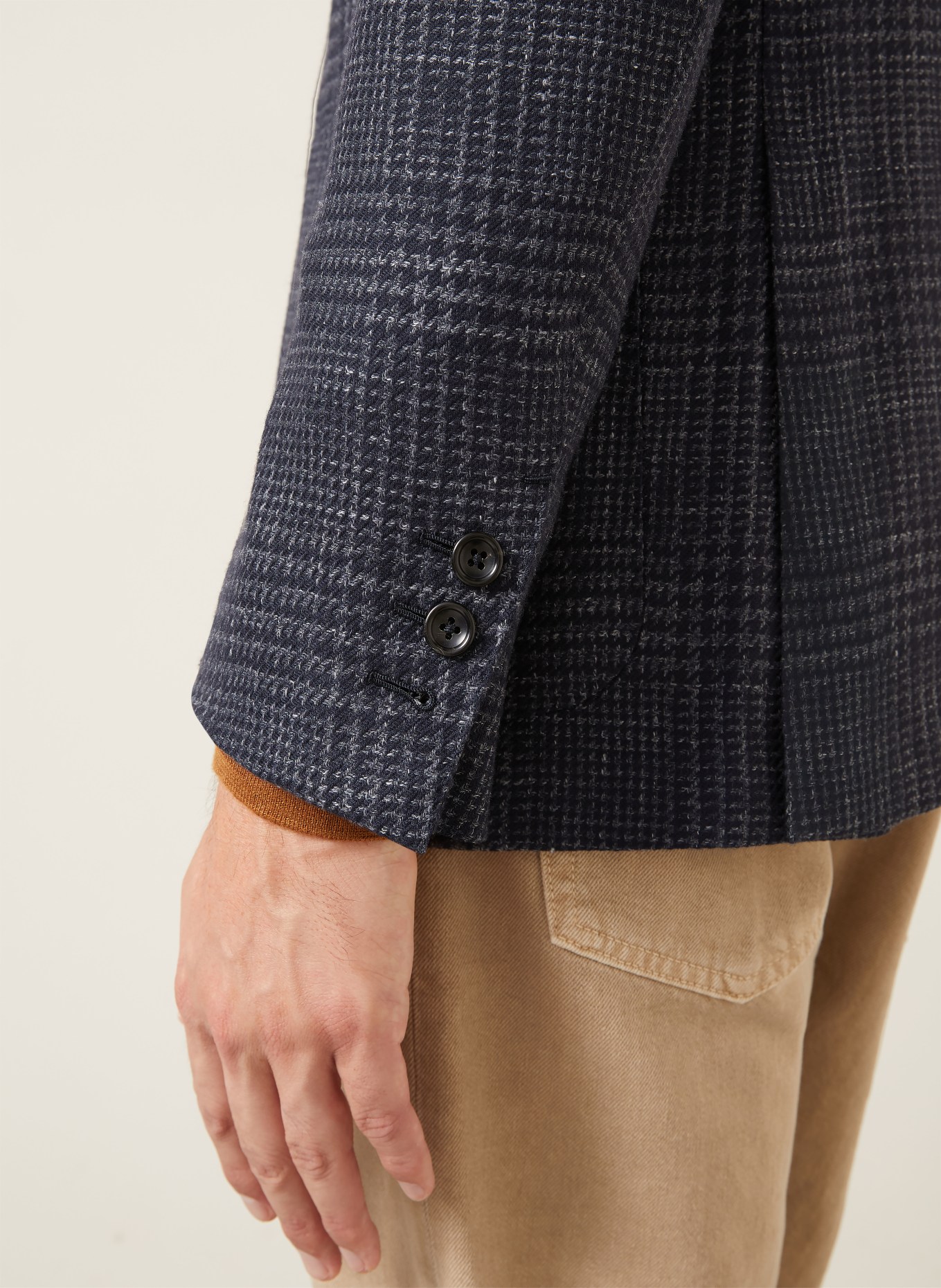 ZEGNA Sakko LAGO Extra Slim Fit mit Cashmere: DUNKELBLAU / GRAU / WEISS