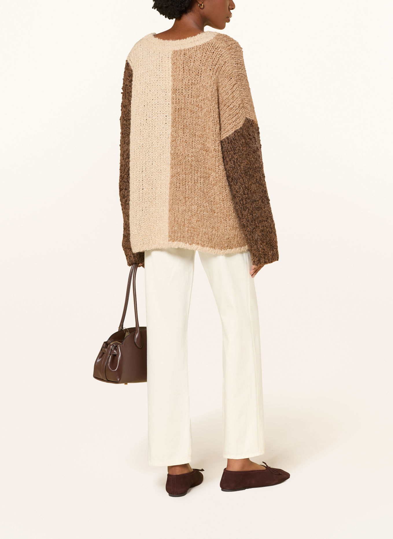 by Aylin Koenig BERTHOLD Oversized Sweater with Alpaca: ECRU / LIGHT BROWN / BROWN