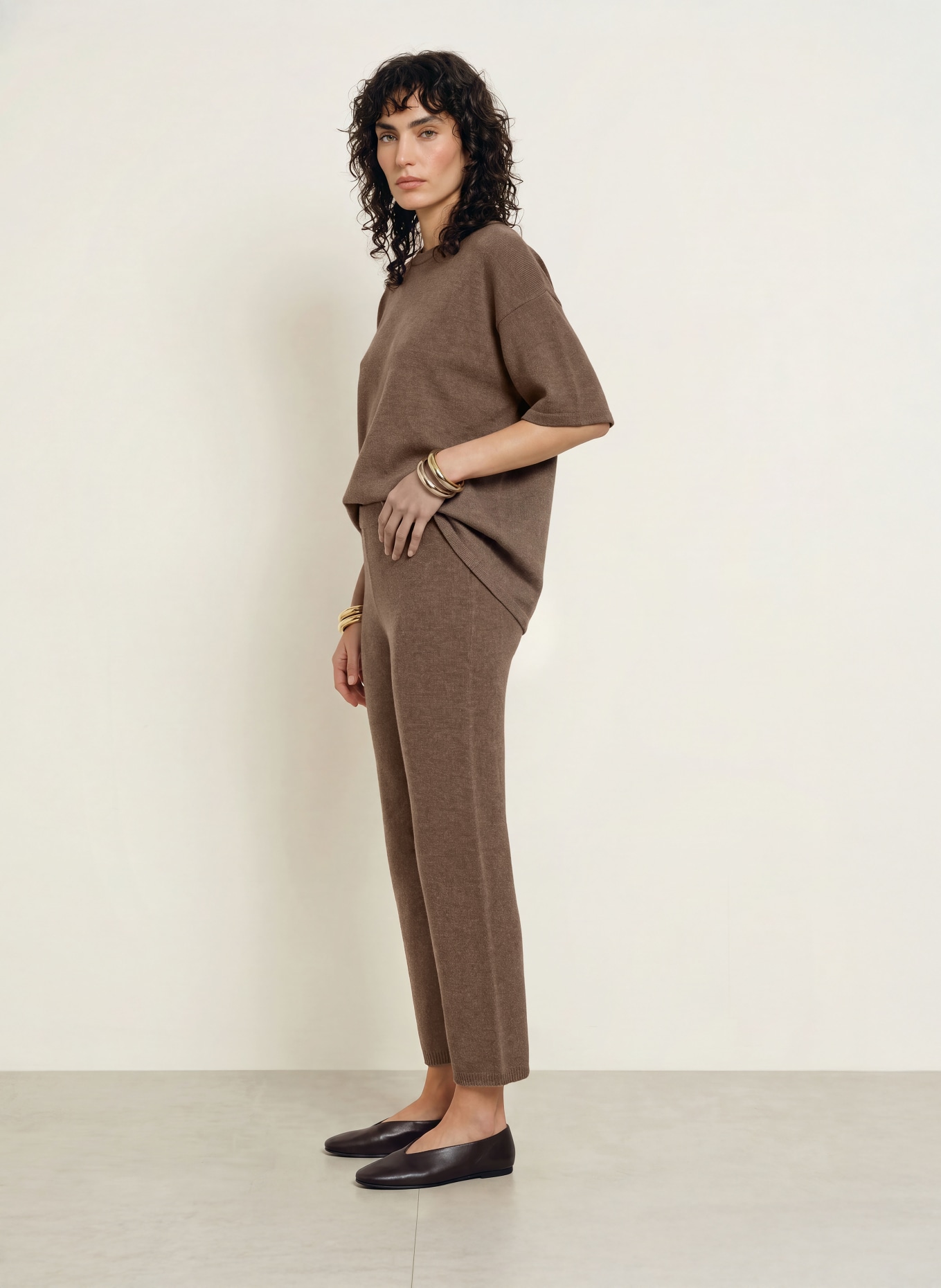 by Aylin Koenig Gebreide broek NEA met merinowol: BRUIN