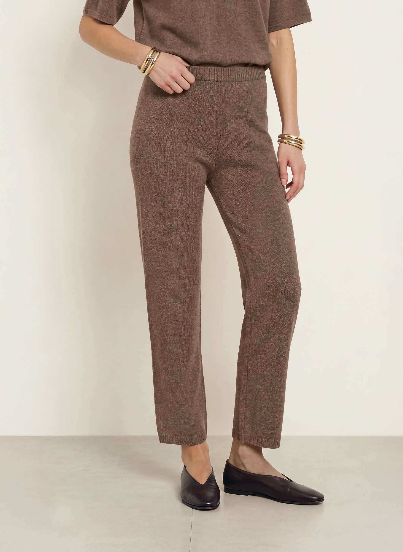 by Aylin Koenig Gebreide broek NEA met merinowol: BRUIN