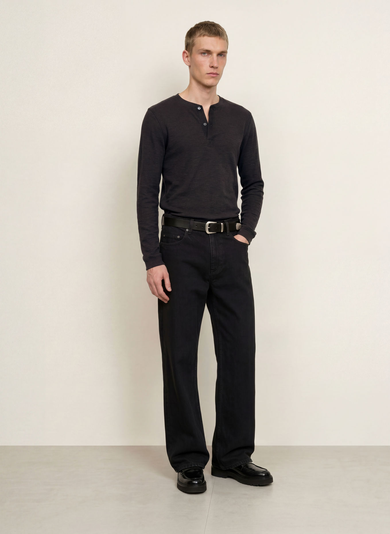 G-Star Henley-shirt: ZWART