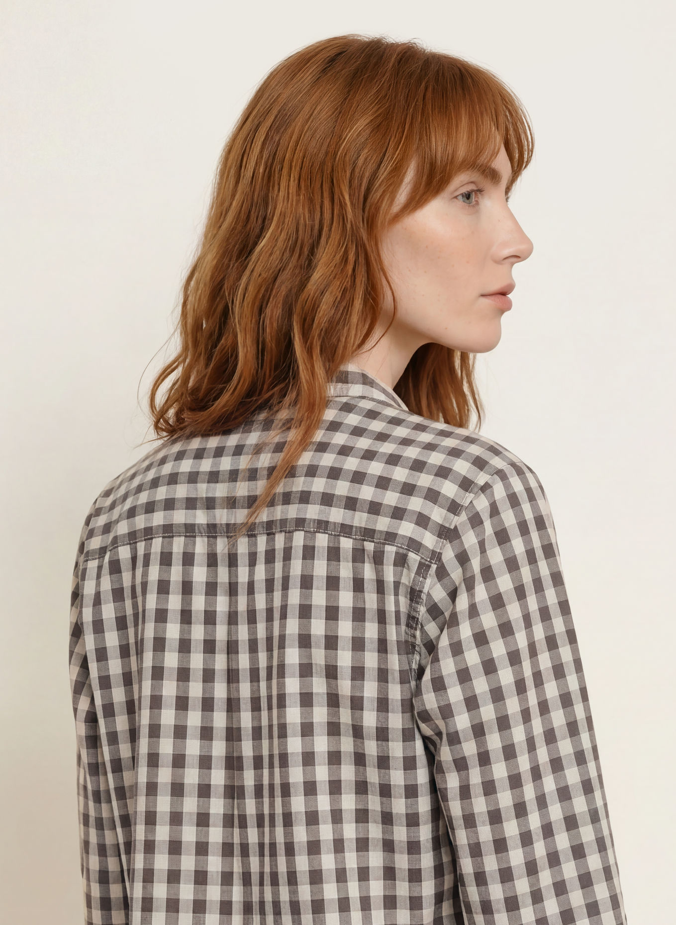 Marc O'Polo Flanellbluse: HELLGRAU / DUNKELGRAU / GRAU