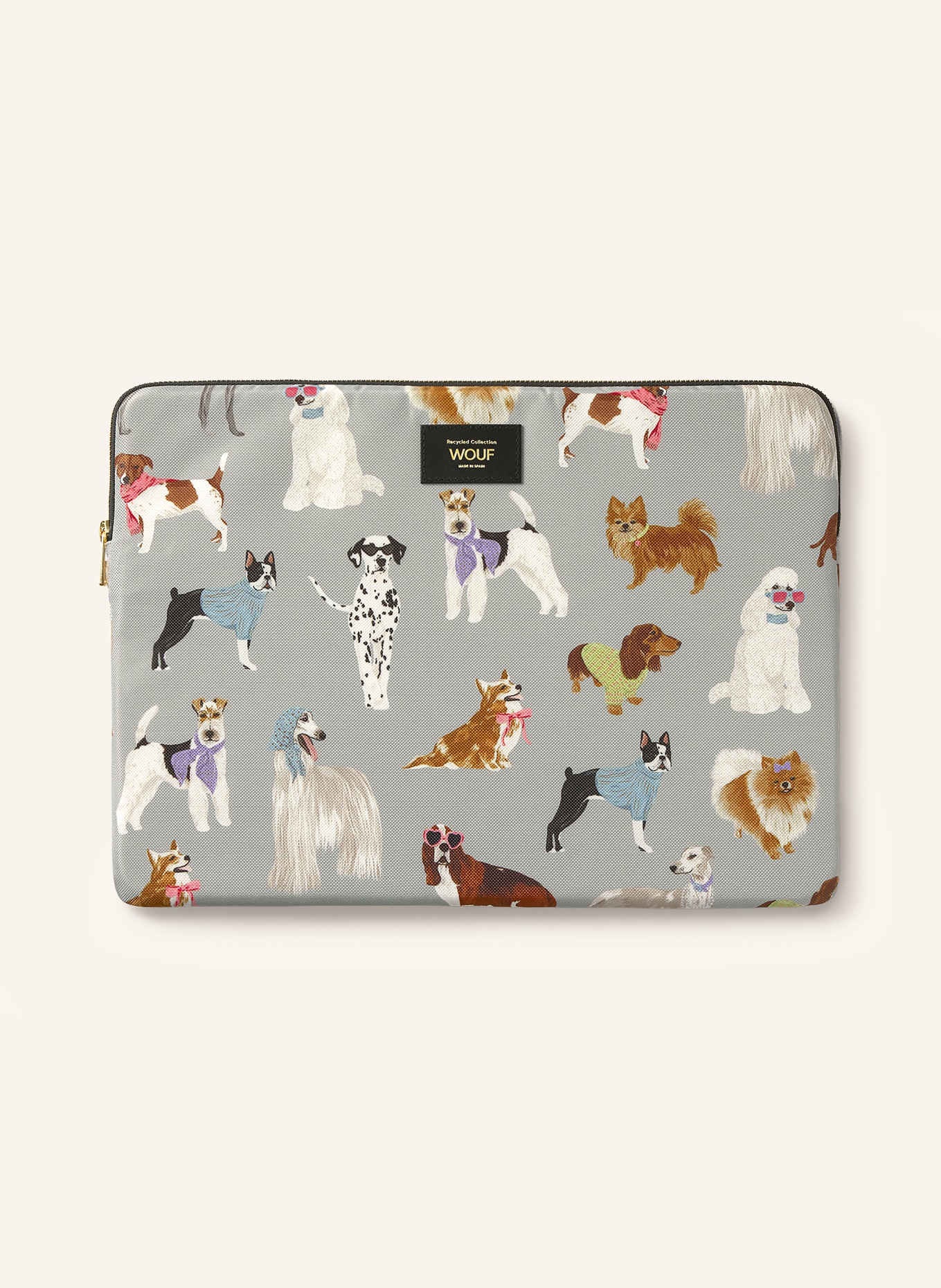 WOUF PUPPY Laptop sleeve: GRAY / BROWN / WHITE