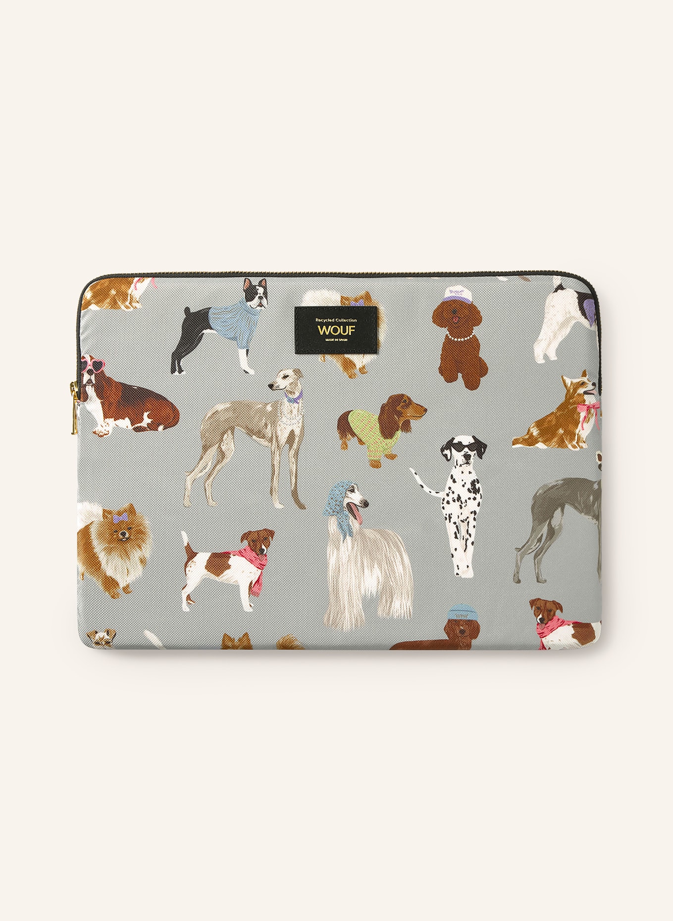 WOUF PUPPY Laptop sleeve: GRAY / BROWN / WHITE