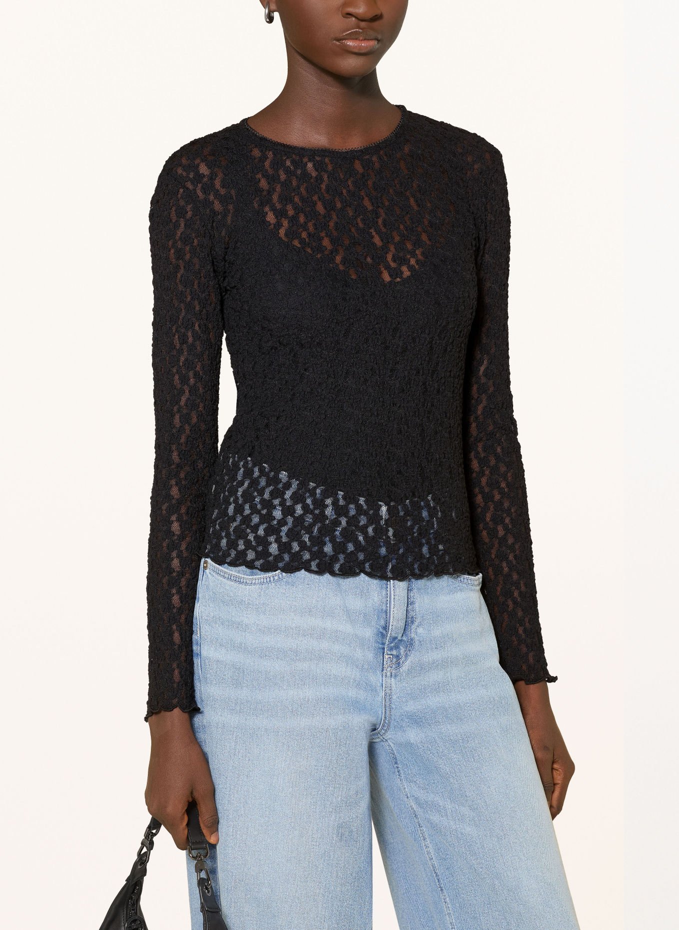 darling harbour Longsleeve met lange mouwen van kant: BLACK