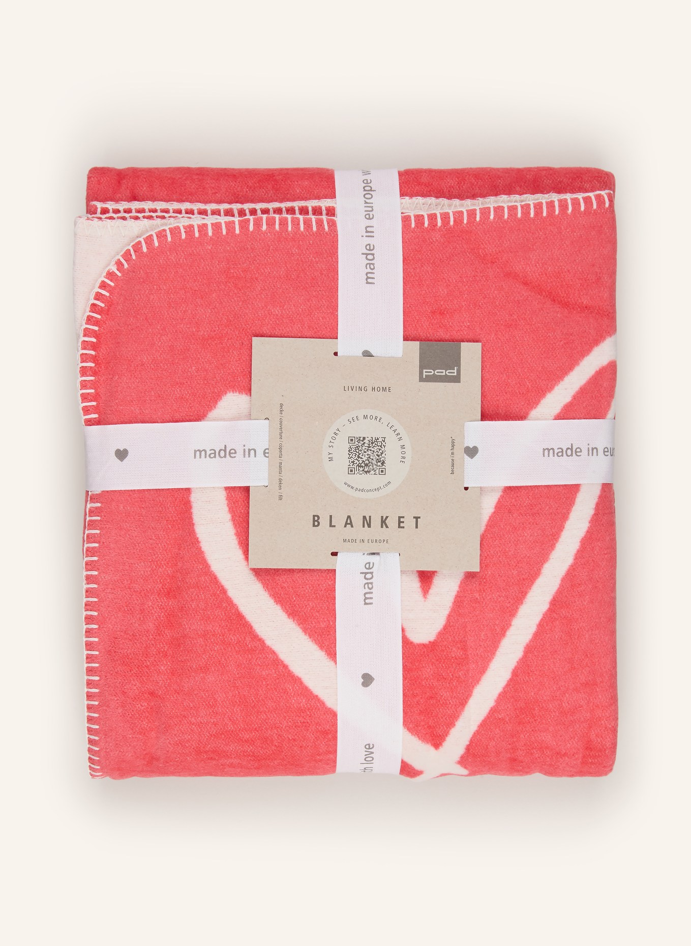 PAD Plaid HEART: ROUGE / CRÈME