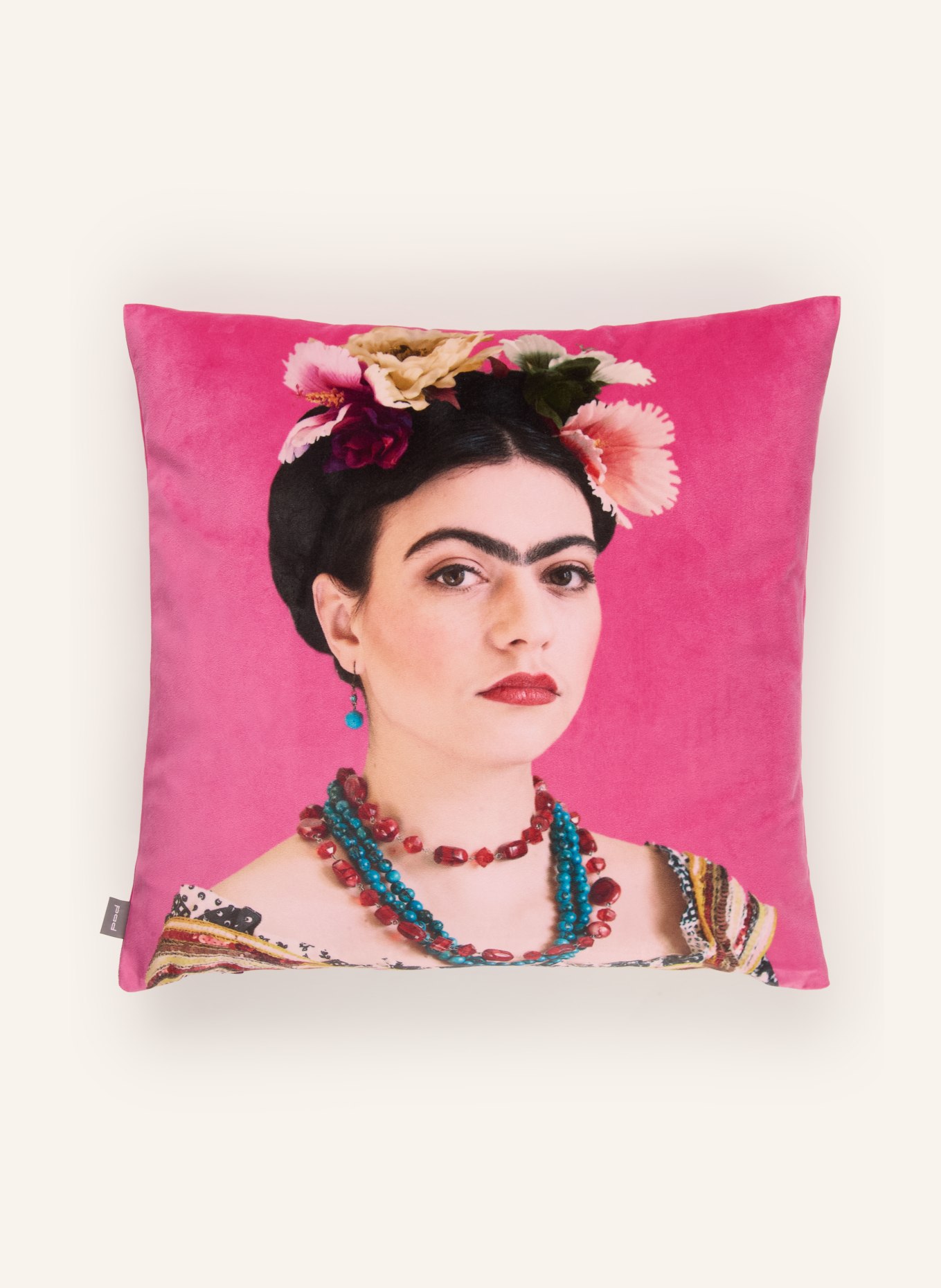PAD Sierkussenhoes ROSANNA van fluweel: ROZE / GEEL / NEONBLAUW