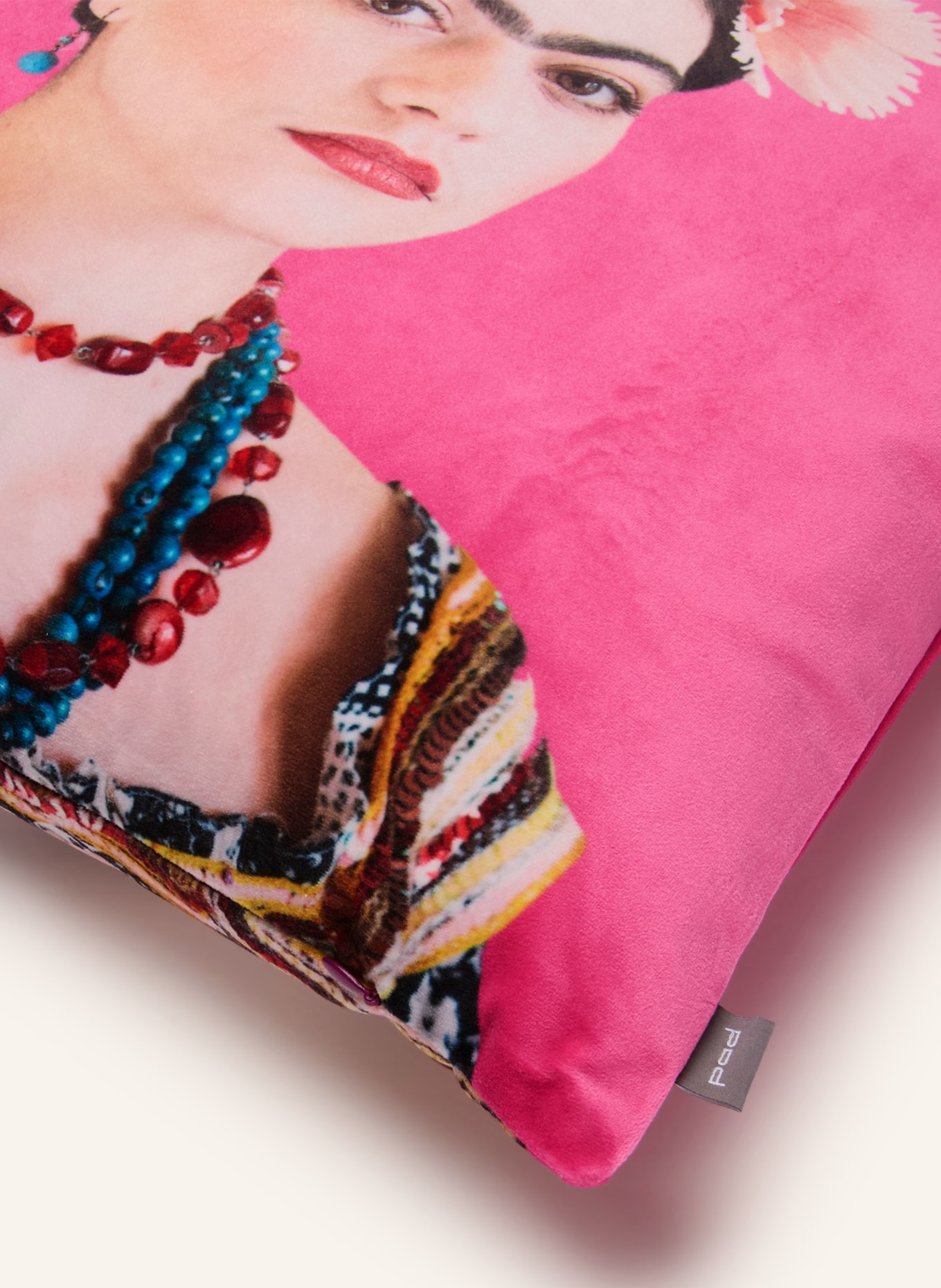 PAD Sierkussenhoes ROSANNA van fluweel: ROZE / GEEL / NEONBLAUW