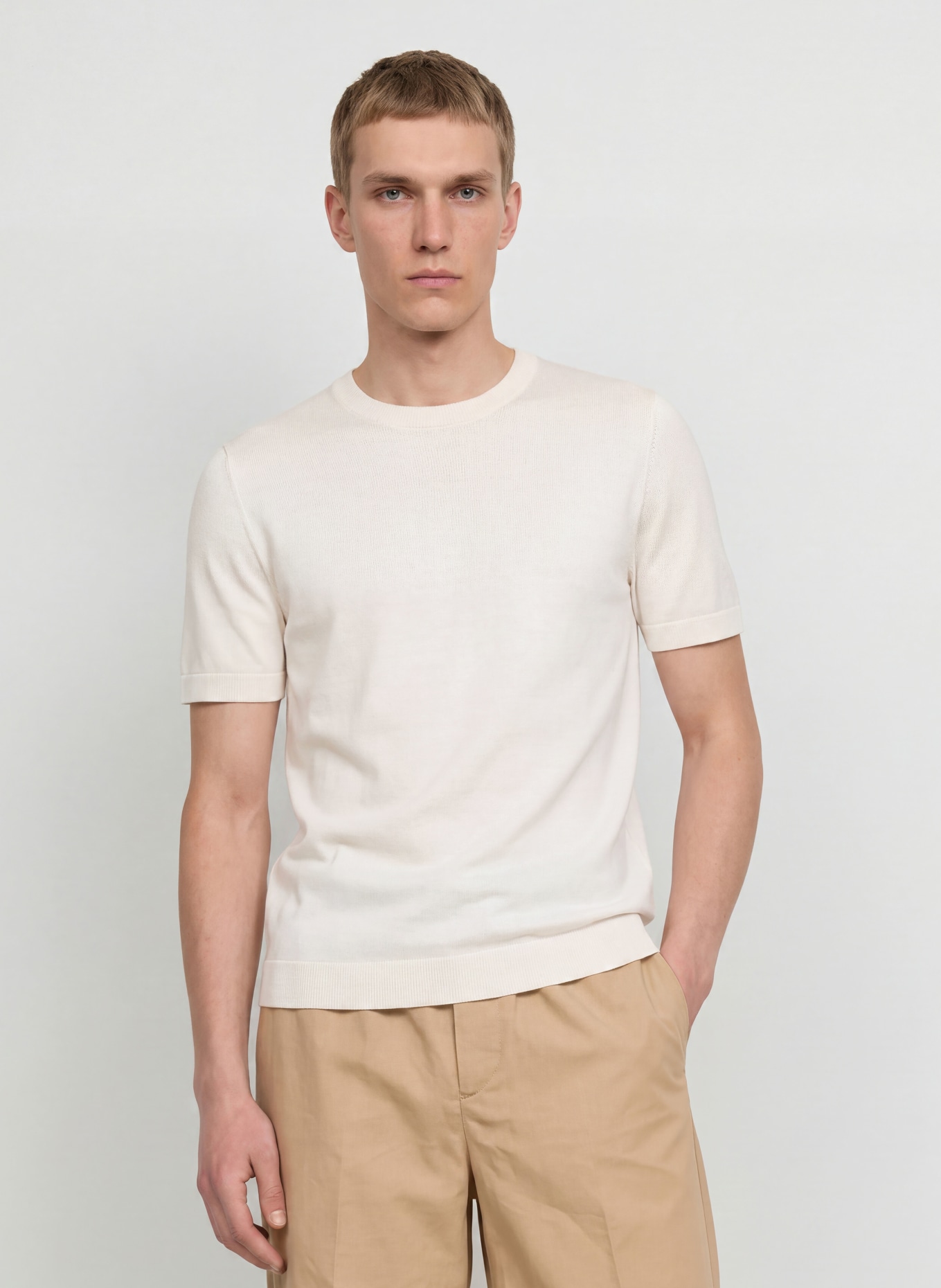 SANDRO Strickshirt mit Seide: ECRU